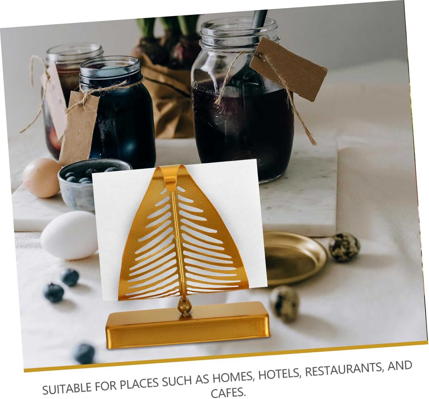 Angoily Large Napkin Holder Rustic Napkin Rack for Restaurant Kitchen Tabletop Classic Leaf Design image number 5