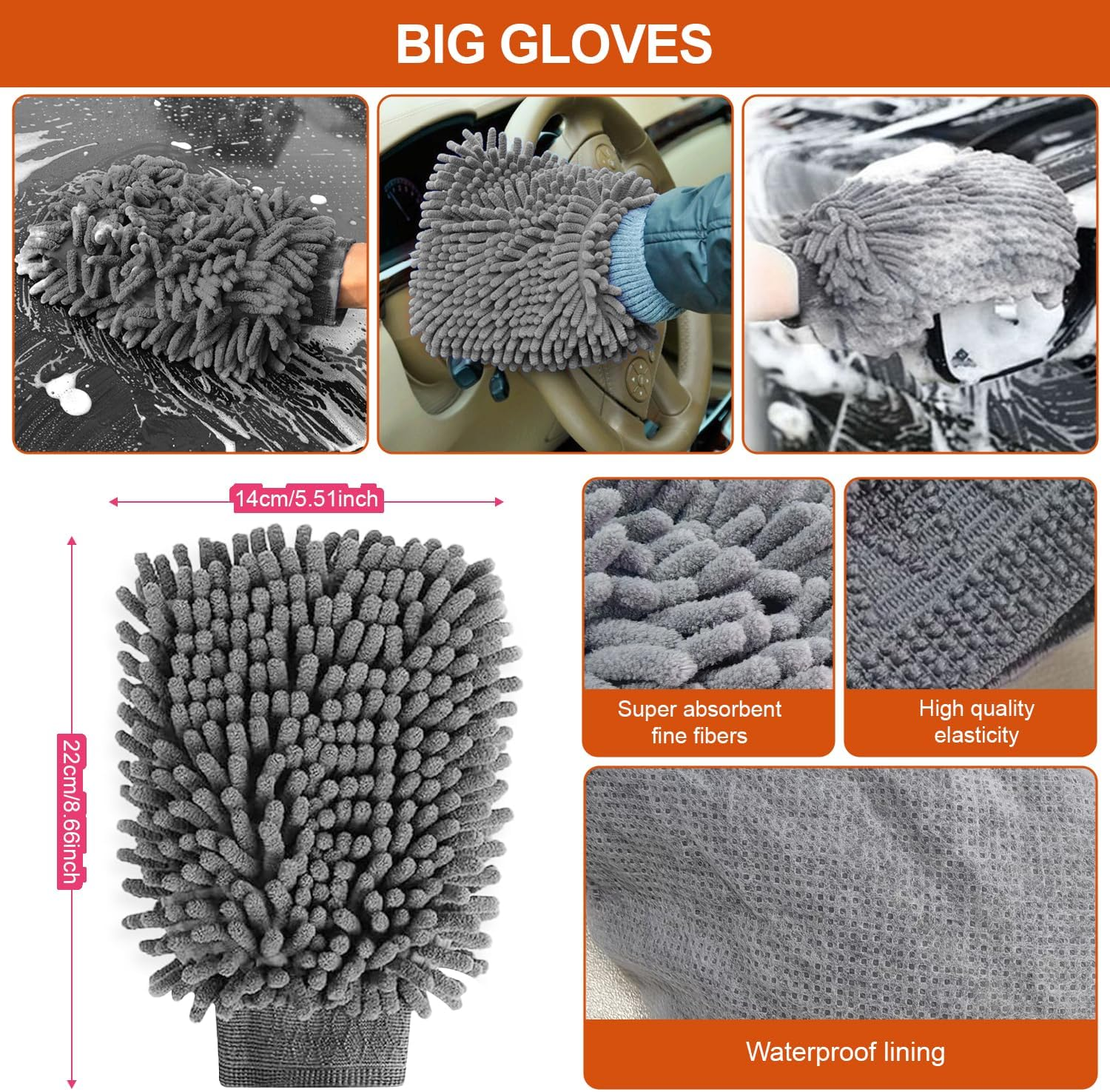 13 PCS Car Wash Tool Cleaning Kit with Storage Bag - Microfiber Mitts, Drying Towel, Waffle Cloths, Alloy Wheel Brush, Valeting Essentials, Set image number 1