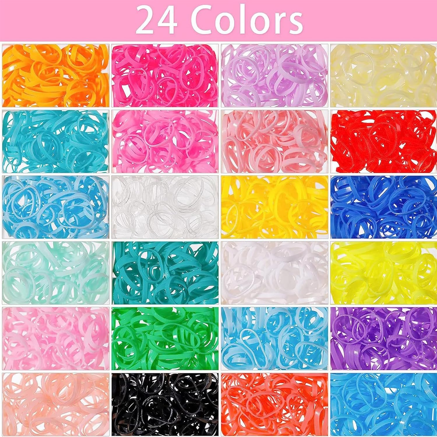 UKKQES Elastic Hair Bands 24 Colors, 2000 Pieces Mini Hair Elastic Bands with Storage Box, Soft Little Girls Hair Bands, Colorful Baby Elastic Band Set with Styling Tool, Rat Tail Comb for Kids image number 6