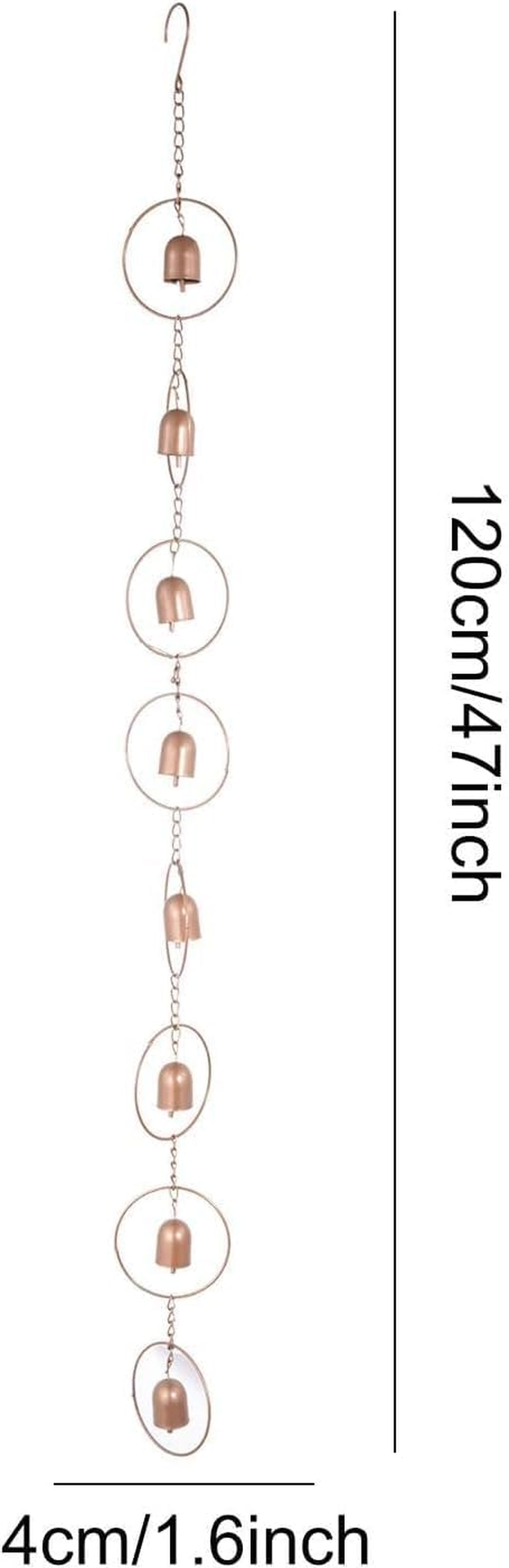 Liyquint Hanging Rain Chime, Gutter Rain Chains,Rain Catcher Chain,Sturdy Reliable Metal Beautiful Sound Decorative Bell Shaped Rain Chain for Gutter Drainage and Outdoor Ambiance image number 6