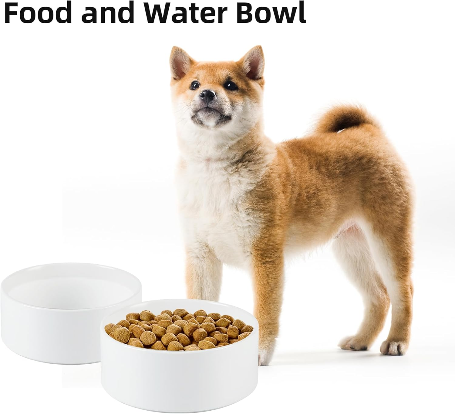 Havniva Raised Dog Bowl Non-Slip Ceramic Dog Bowl Adjustable Height Feeding Bowl Dog Bowl Medium and Large Dog Water Bowl (Bowl - White, 15.5 Cm) image number 4