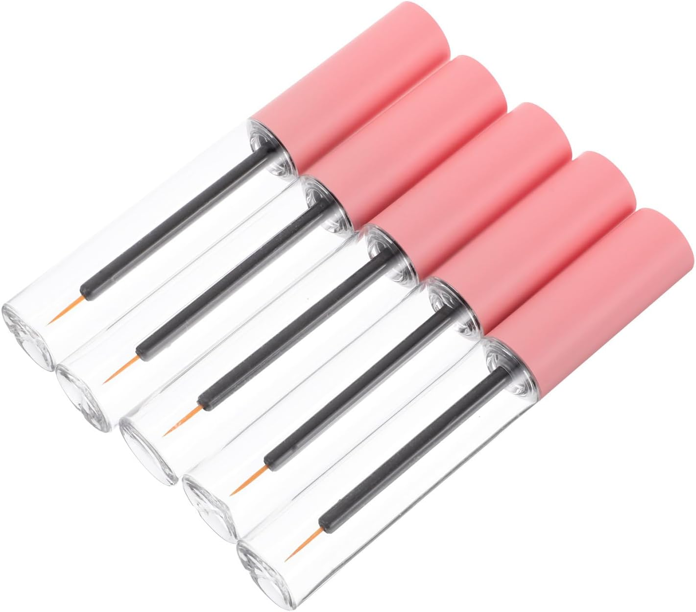 CHICAMPERA 5Pcs 10Ml Refillable DIY Empty Eyeliner Tubes with Pink Caps, Cosmetic Storage Containers for Lash Extension Liquid, Eyeliner Supplies for Travel and Makeup Use image number 2