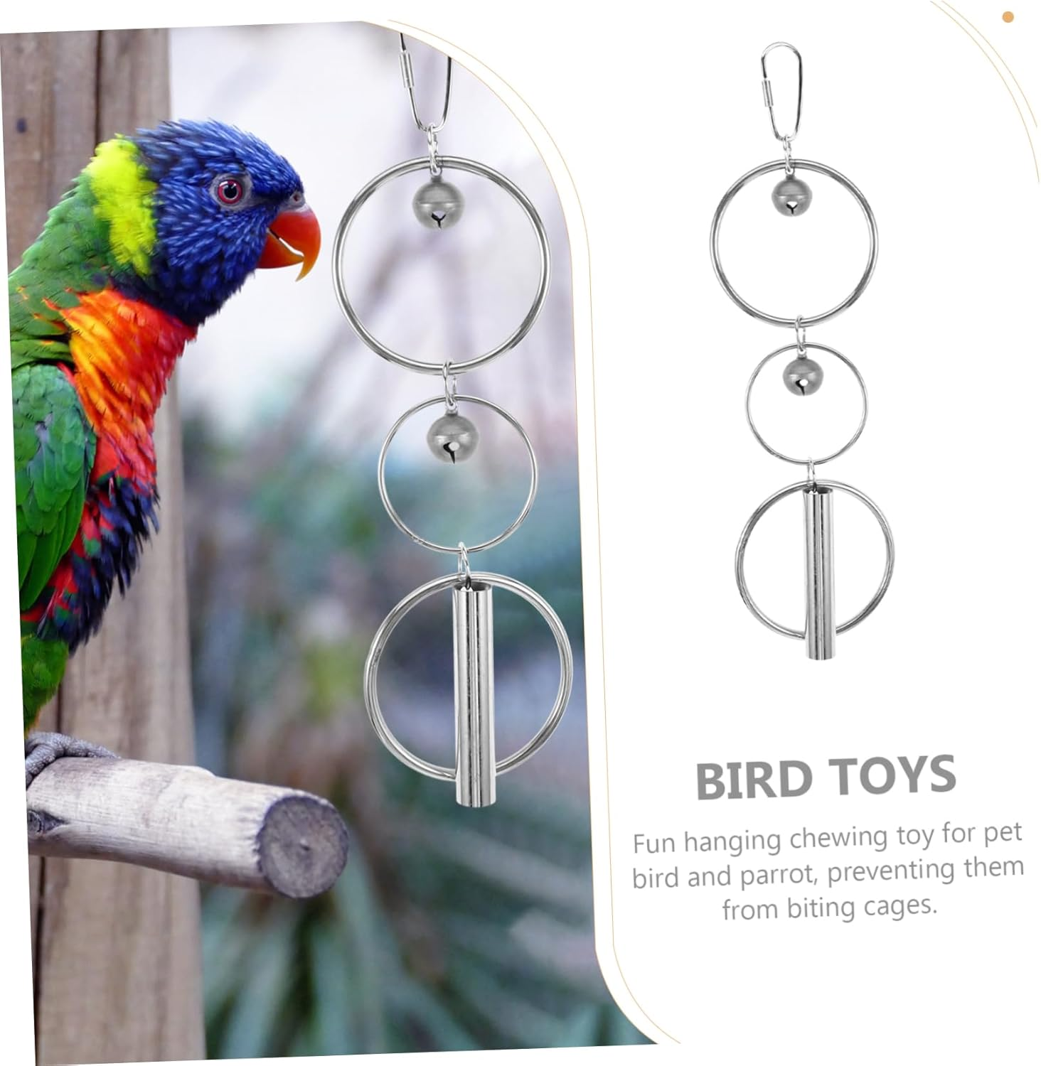 VILLFUL Parrot Toys for Large Birds Metal Bells Pendant Bird Cage Pendant Bell Hanging Decor image number 5