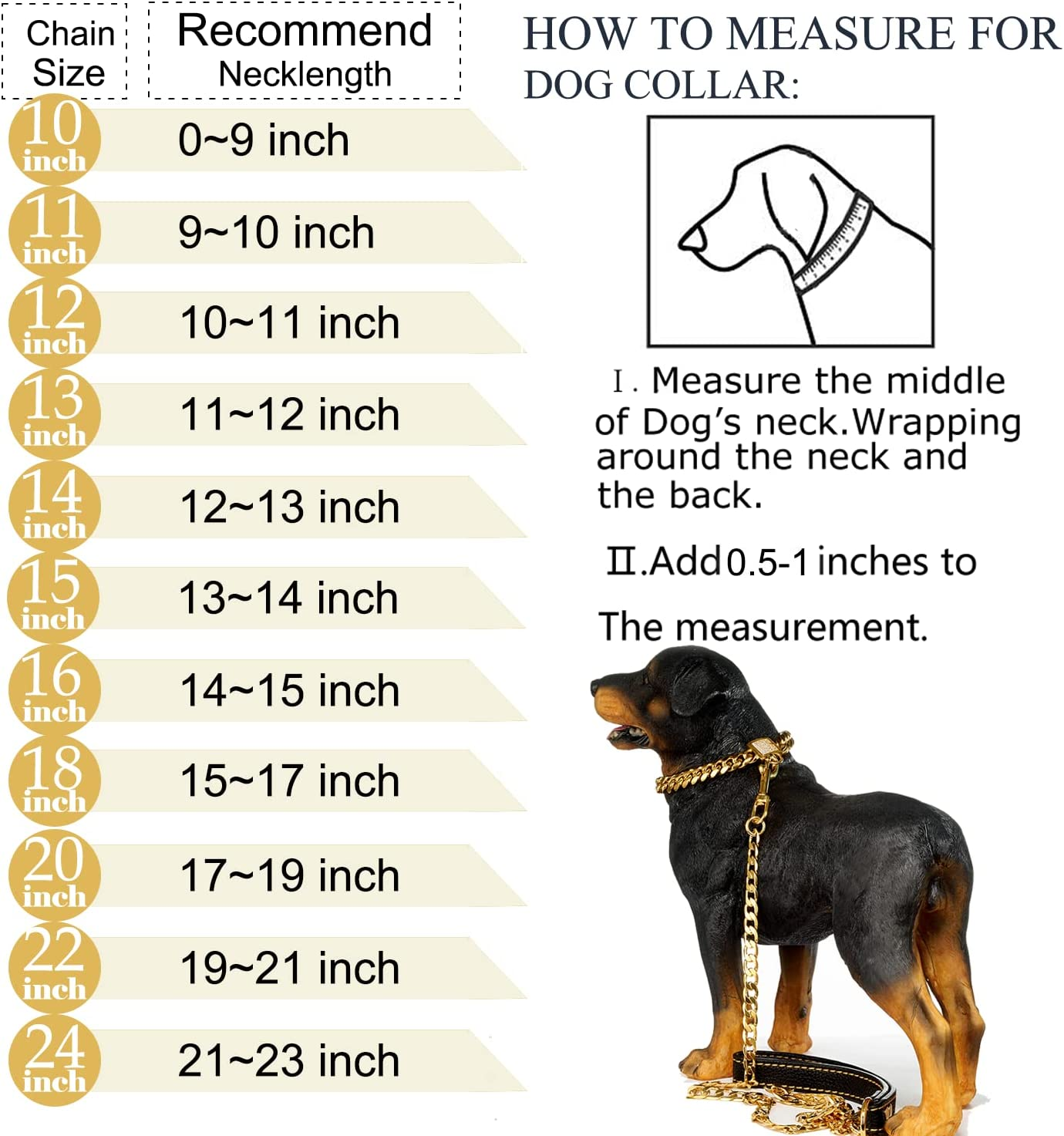 Abaxaca 18K Gold Dog Collar XS Small Metal Stainless Steel 14Mm Luxury Training Collar Cuban Link with Zirconia Lock Necklace Chain Locking Chew Proof Collar(10 Inch) image number 3