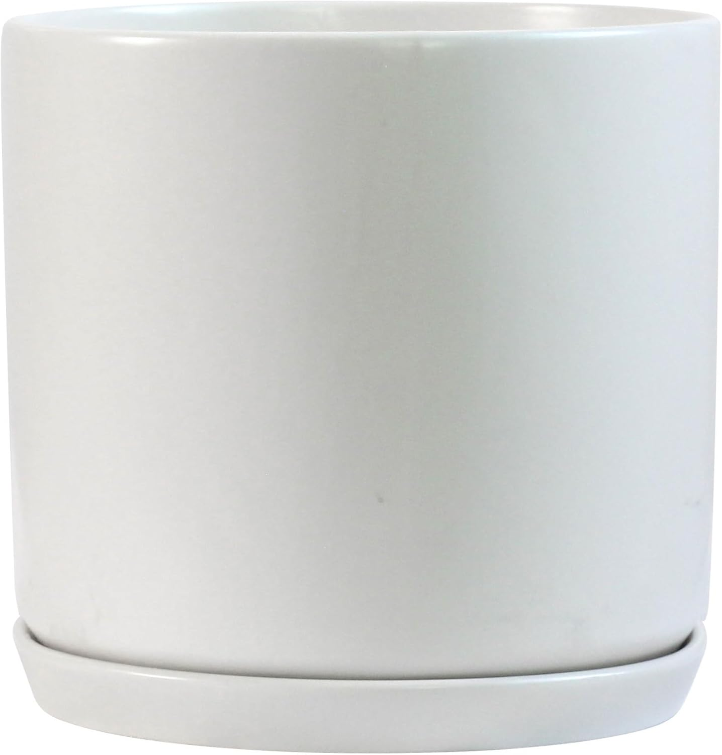 Matt White Pot with Saucer- 25Cm image number 2