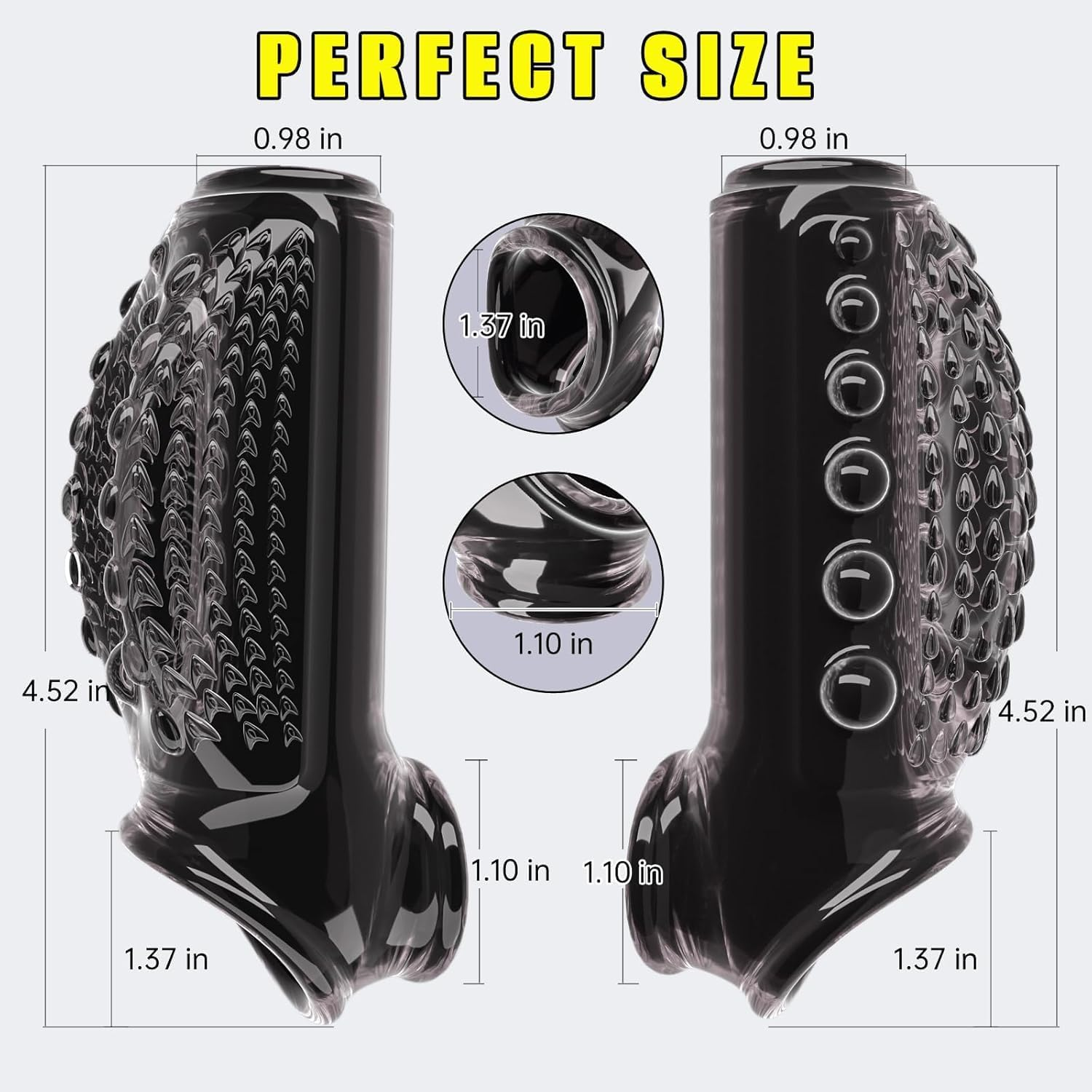 2PCS Penis Sleeve Cock Ring Extender Cock Enlarger Condom Sheath Delay Ejaculation Toys Men Couple,Clitoral Stimulation Sex Toys for Men（Titan Transparent+Black） image number 5