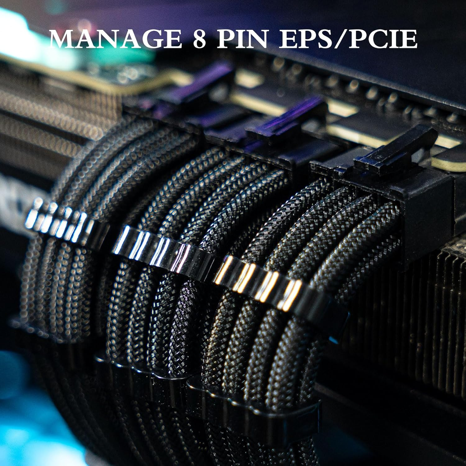 Sirlyr PC Cable Comb,Psu Cables Combs Kit for Extension Cable Management 24 PCS Set 12Vhpwr Cable X 4,24 Pin X 4,8 Pin X 16,3 Mm/0.11In up to 3.5 Mm/0.13 in Wire Gauge Black image number 2