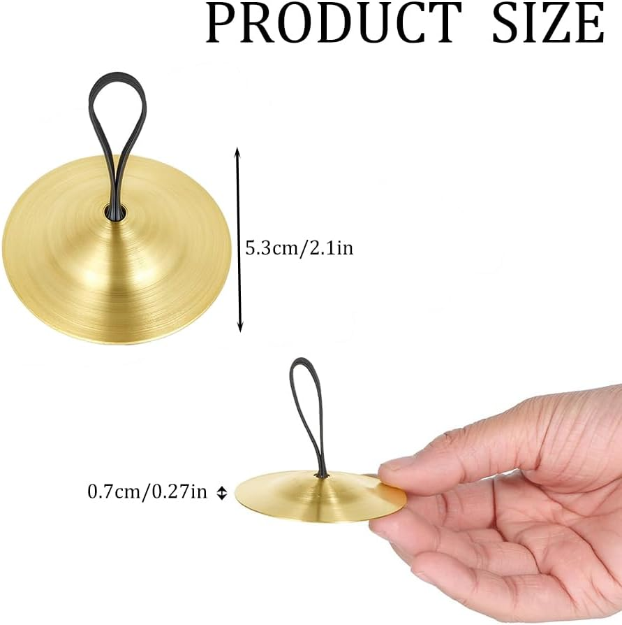 6 Pcs Finger Cymbals, Brass Musical Instrument, Percussion Zills Instruments, Finger Cymbals Brass Finger Dancing Zills Musical Instrument Dancing Belly Dancer Finger Dance Accessories image number 2