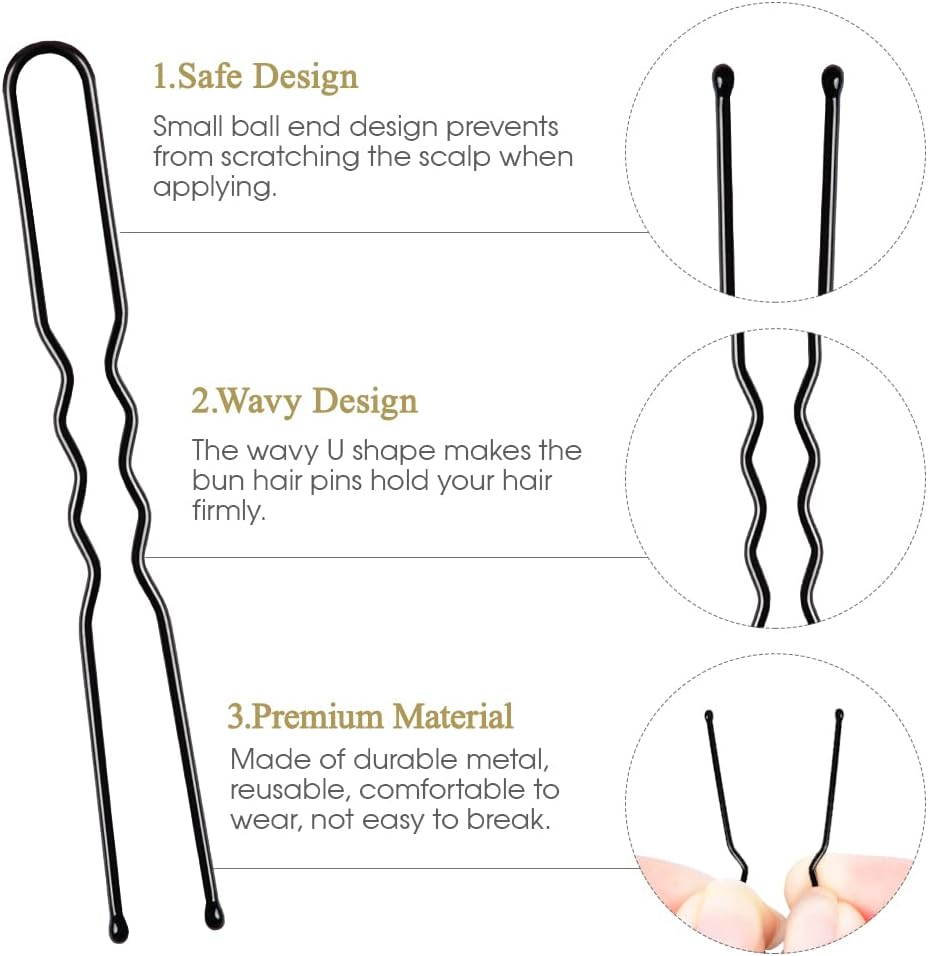 U Shaped Hair Pins, IKOCO 80Pcs of Bun Hair Pins for Women Girls with Storage Box(2.4 Inch) image number 2