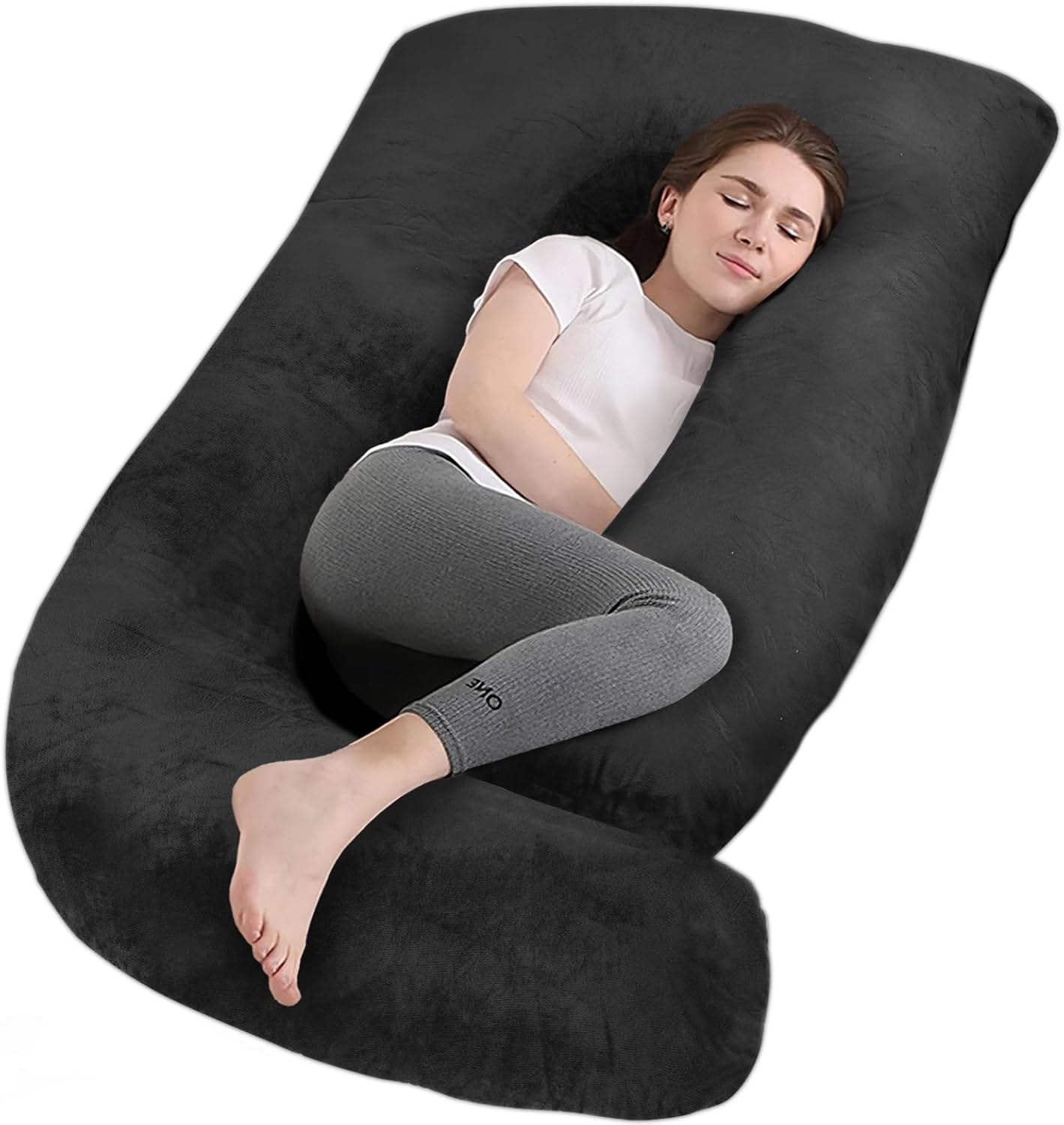 Pregnancy Pillows for Sleeping, J Shaped Maternity Full Body Pillow for Back, Legs and Belly Support, 180Cm Long Maternity Pillows for Pregnant Women and Side Sleepers with Removable Cover image number 3