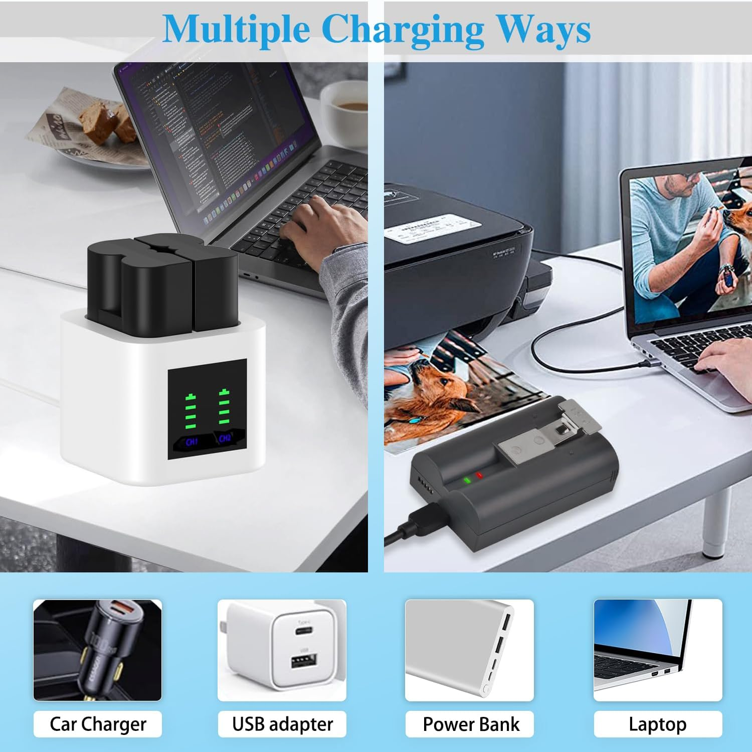 Tectra 2-Pack Replacement for Ring Doorbell Battery, 7000Mah Rechargeable Ring Camera Battery with Charger Station Compatible with Ring Video Doorbell 2/3/3Plus/4, Stick up Cam and Spotlight Cam image number 4