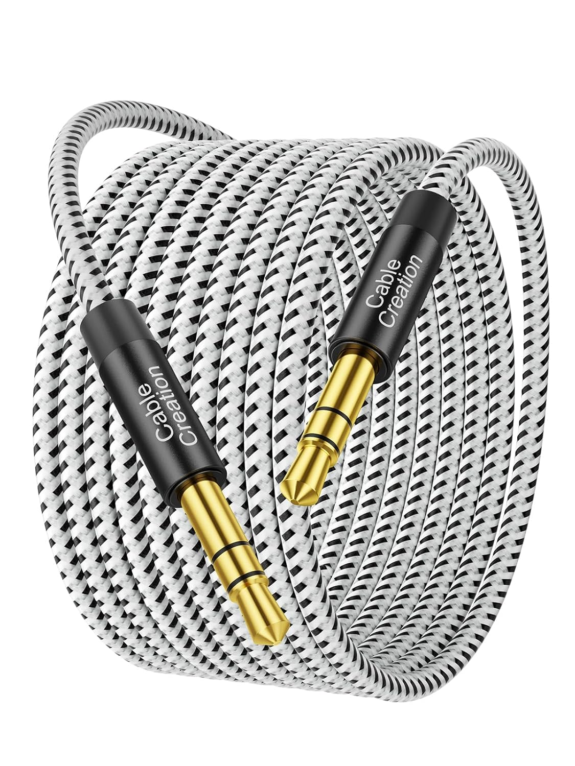 Cablecreation 20FT/6M Aux Cable, 3.5Mm Male to Male, Hi-Fi Sound, Cotton Braided, Tangle-Free, Compatible with Headphone, Speaker, Tablet, Laptop, Echo, Phone & More image number 2