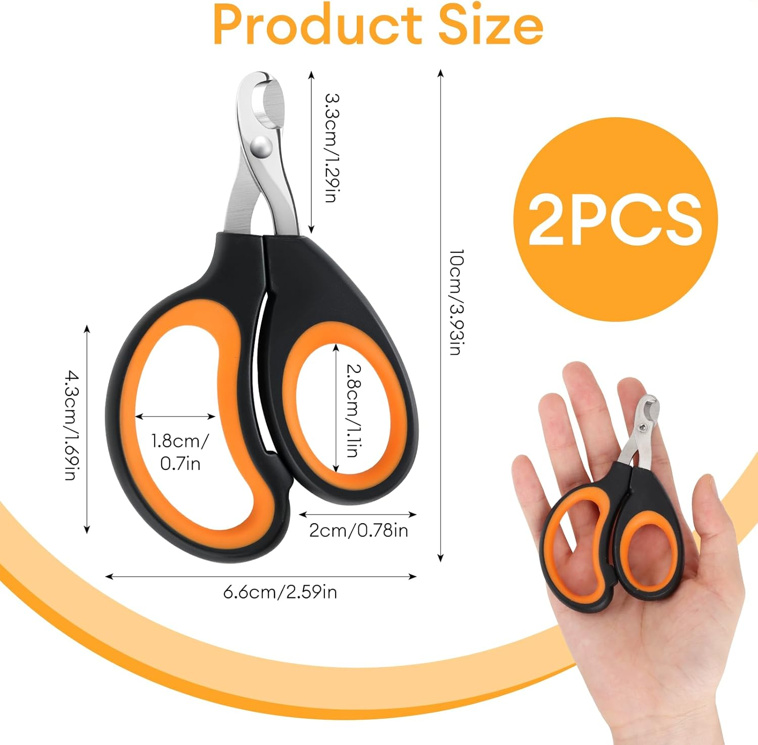 2 Pcs Cat Nail Clipper - Professional Claw Trimmer & Stainless-Steel Trimmers, Safe Painless Cutting Suits All Small Pets Such as Dogs, Cats, Puppies, Kittens, Birds, Hamsters (Orange) image number 1