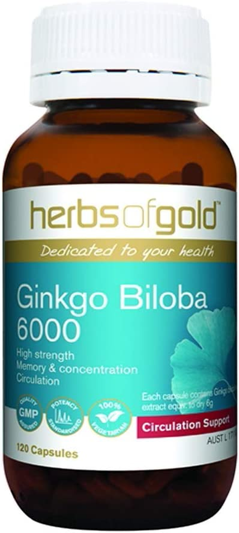 Herbs of Gold Ginkgo Biloba 6000 120 Capsules