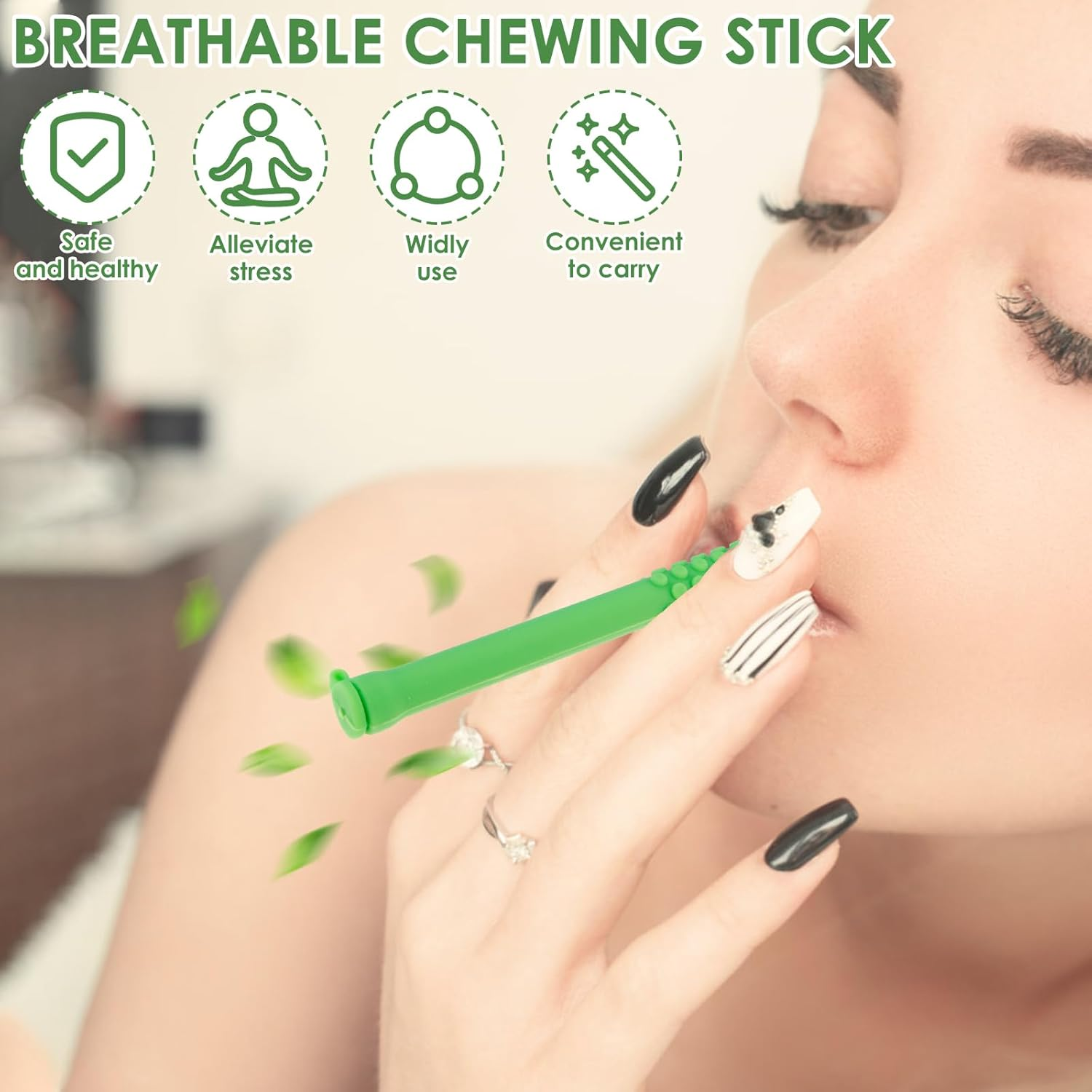 3Pcs Chewable Essential Oil Breath Stick Chewable Breather Quit Reusable Silicone Chewable Stick Washable for Adult image number 5