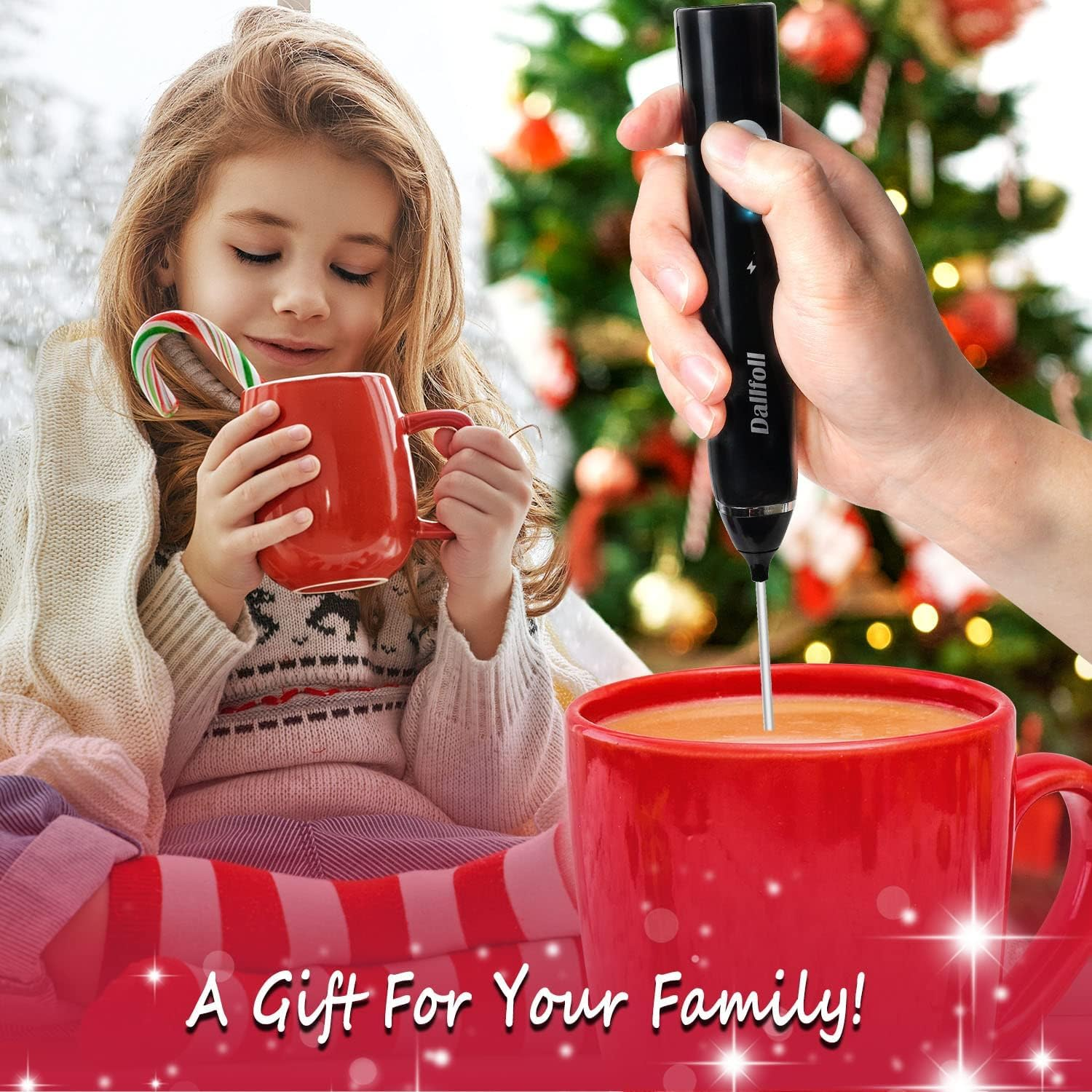 Milk Frother, Dallfoll Handheld Coffee Frother Electric Whisk,3 Gear Adjustable USB Rechargeable Drink Mixer Milk Foamer with 2 Stainless Steel Whisks for Bulletproof Coffee image number 6