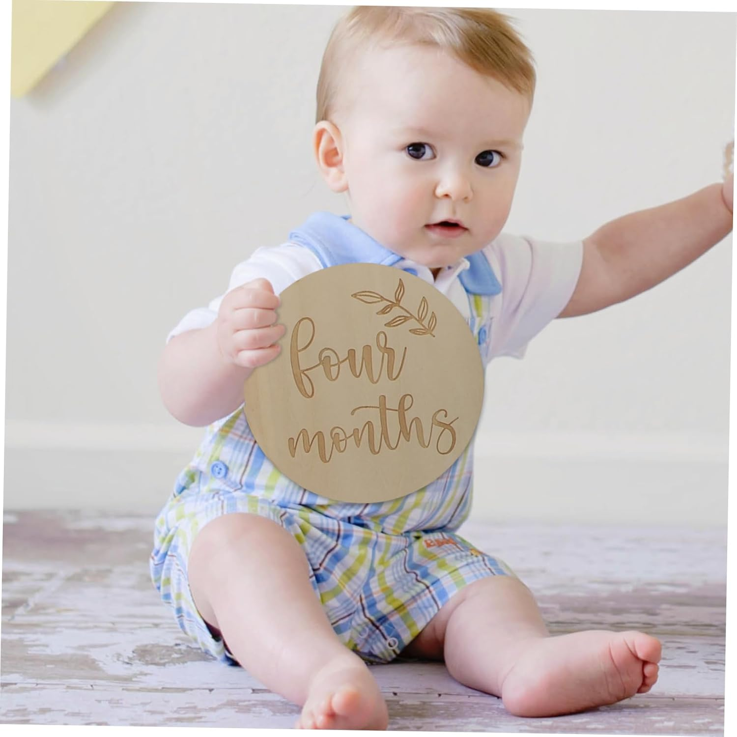 1 Set Monthly Milestone Cards Engraved Growth Photography Props Natural Birthday Announcement Discs for Newborn Memory Scrapbooks Social Media Sharing image number 6