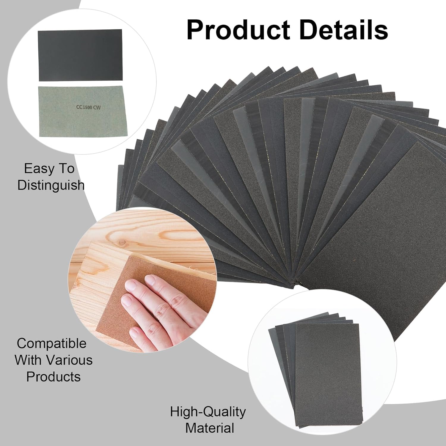 60 Sheets Wet and Dry Sandpaper Kit, Soft Sand Paper Stick Set for Wood Metal Aluminium Glass Furniture Automotive Finishing & Polishing,360/600/800/1000/1500/2000 (4.5 X 2.8) Taper Pin Reamers