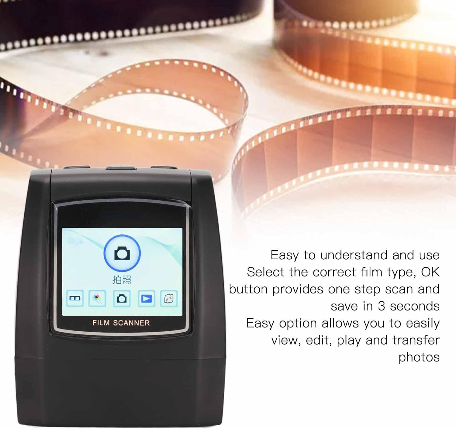 Film Scanner, Slide Scanner, 35Mm, 126, 110, Super 8 Film to JPEG Digital Converter (AU)