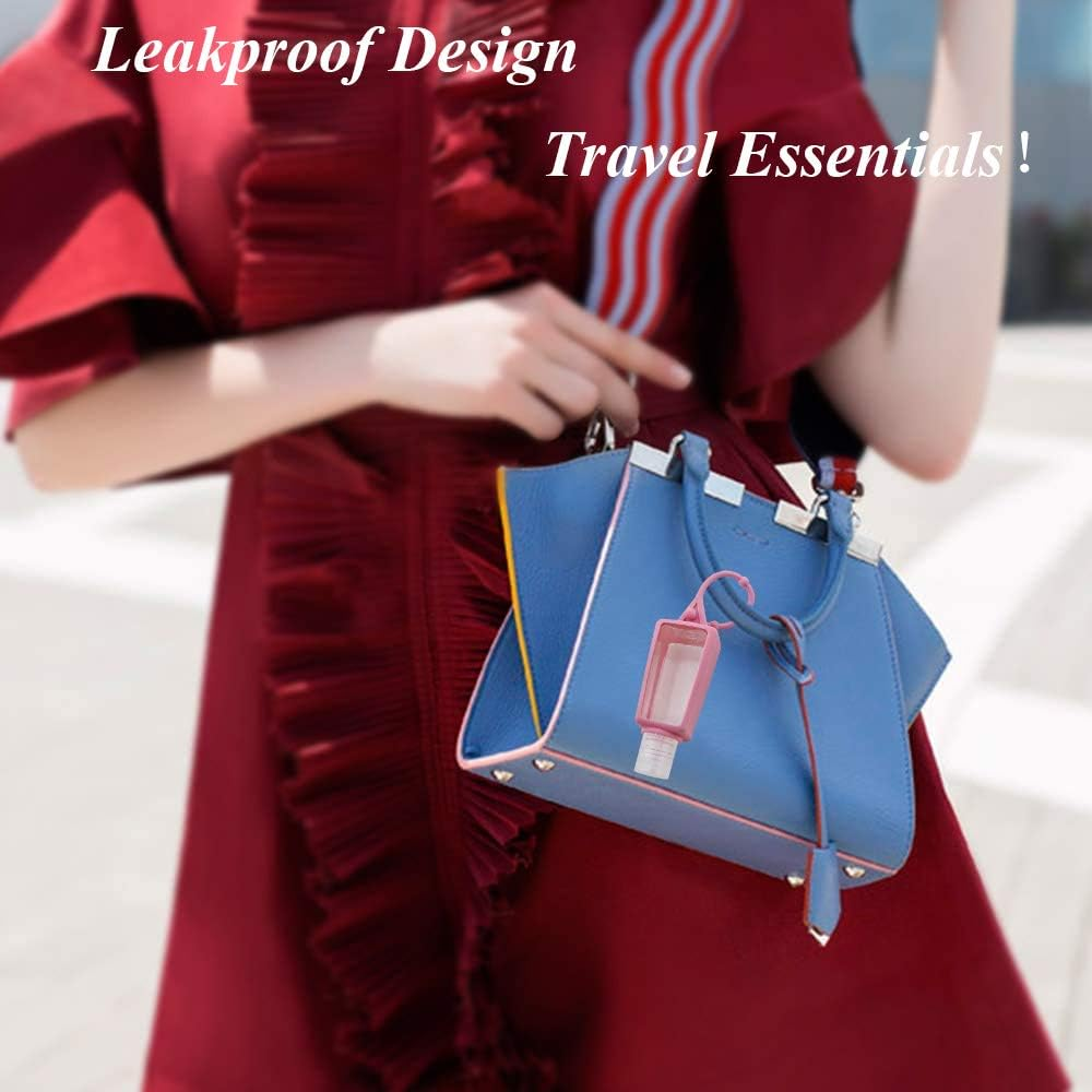 6 Pieces 30Ml Travel Bottles and 1 Funnel, Refillable Bottles Travel Containers, Transparent Plastic Sealed Leakproof Cosmetic Bottle with Silicone Case for Cosmetic, Lotion, Shampoo Lotion, Transparent, 30Ml image number 2