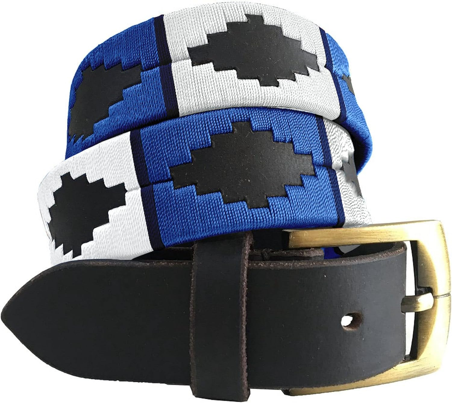 CARLOS DIAZ Mens Womens Unisex Argentinian Brown Leather Embroidered Polo Belt (100 Cm/ 40-42 Inches) image number 1