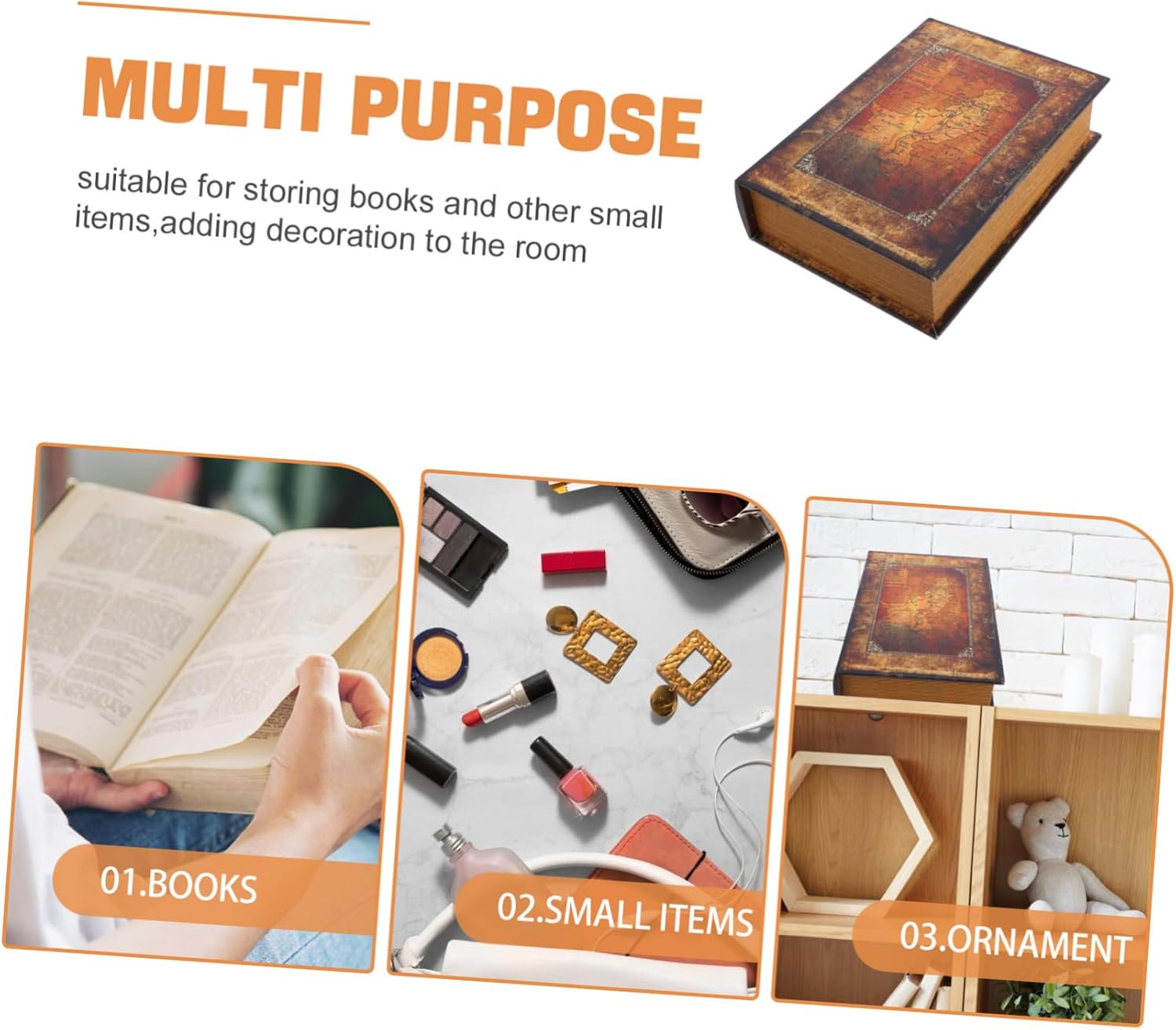 Homoyoyo Simulation Book Shaped Key Storage Box Large Size Decorative Fake Book Jewelry Organizer Home Ornament Storage Keepsake Container image number 6