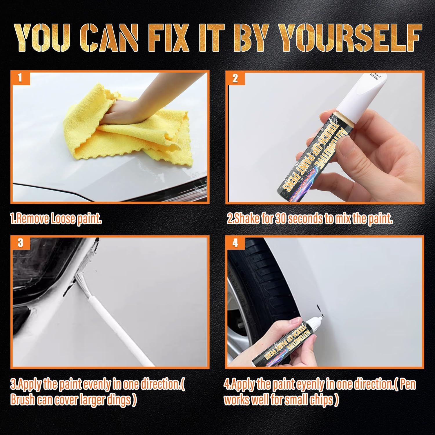 Pearl White Auto Touch up Paint Pen, Two-In-One Scratch Repair and Remover for Deep Damages, Special-Purpose Car Paint image number 6