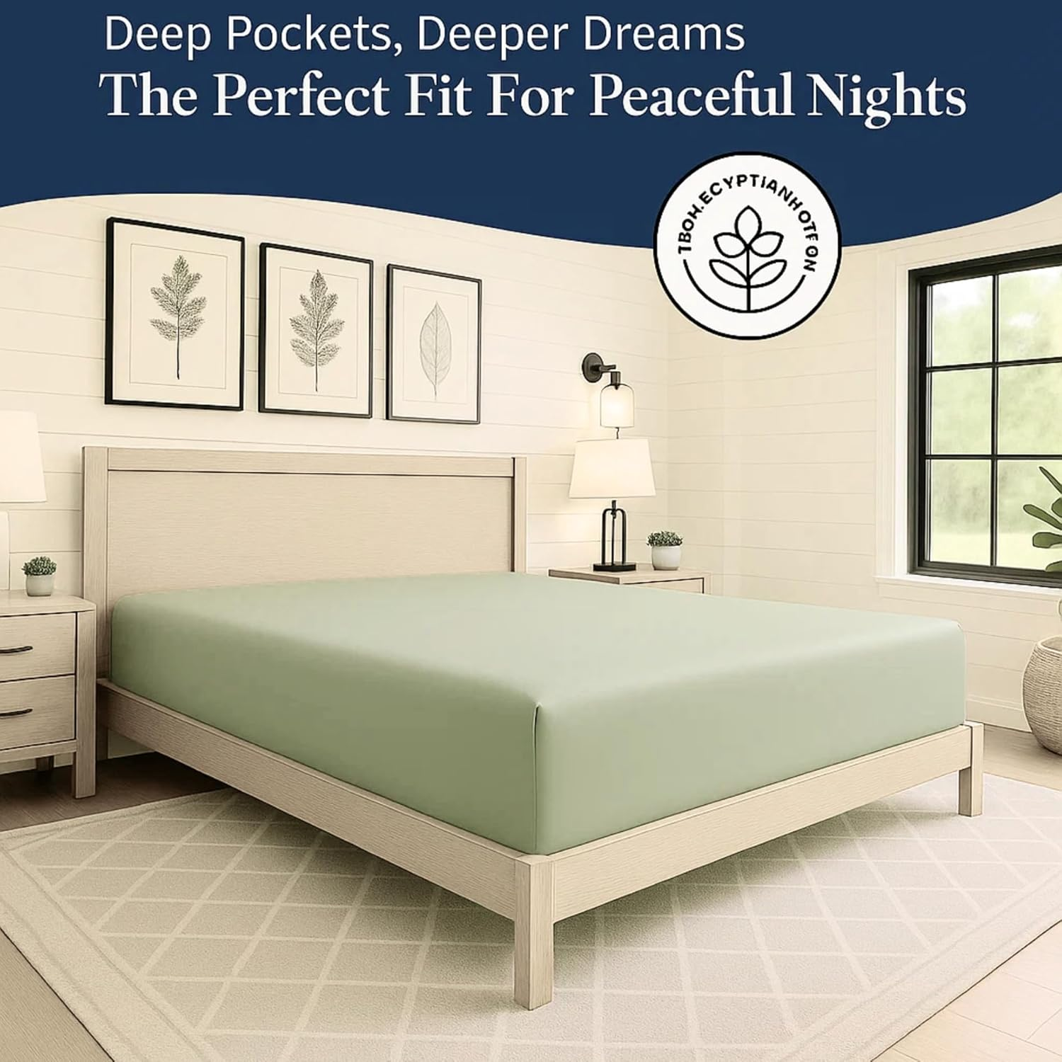 Lane Linen Fitted Sheet Super King &ndash; 1000 Thread Count Egyptian Cotton, Deep Pocket 38 Cm, Soft Touch & Premium Quality &ndash; Hotel Style Bedding - Mineral image number 3