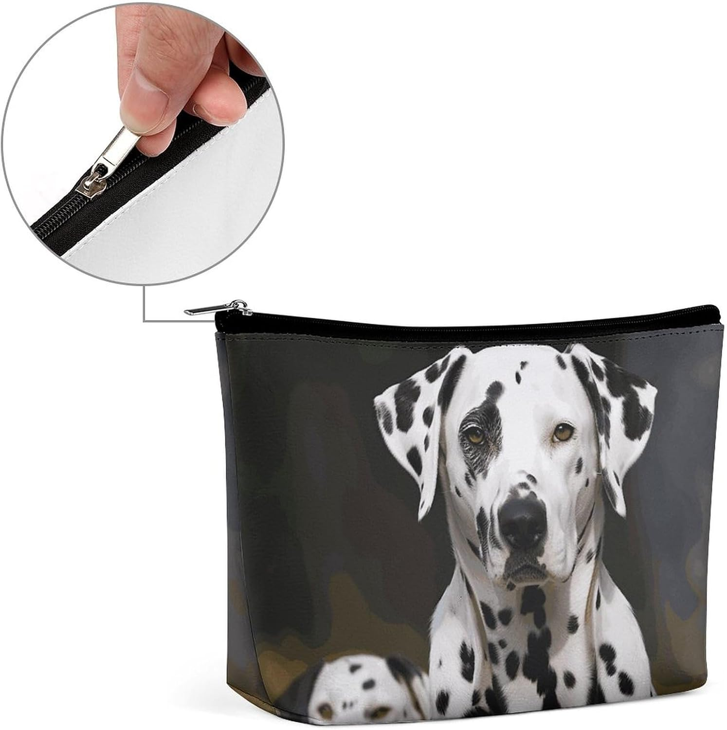HEBVNJF Travel Makeup Bag Portable Cosmetic Bag Diving Hippo Makeup Storage Bag for Women/Girl, Dalmatian Dog, One Size image number 5