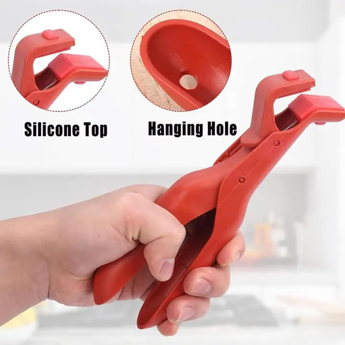 Multi Angle Hot Plate Gripper, Hot Plate Gripper Tongs, Multi-Purpose Hot anti Scald Bowl Holder Clip for Kitchen, Secure Grip & Non Slip for Dishes, Plates (2, Green&Red) - 2, Green image number 2