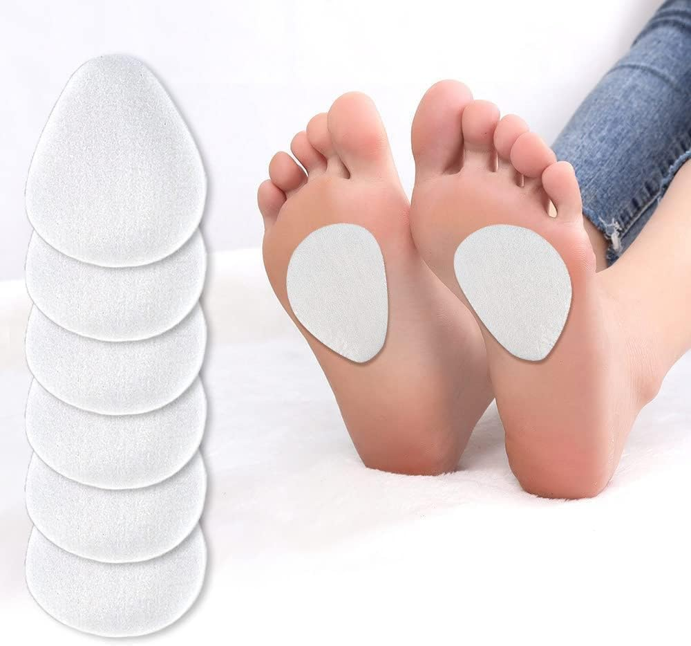 Foot Cushion Forefoot Support Pads Shoe Pads Foot Pads,12Pcs Felt Metatarsal Pads Metatarsal Foot Pads,Metatarsal Felt Feet Pads Insert Pads Foot Cushion Forefoot Support Adhesive Foam Foot Pads (White) image number 1