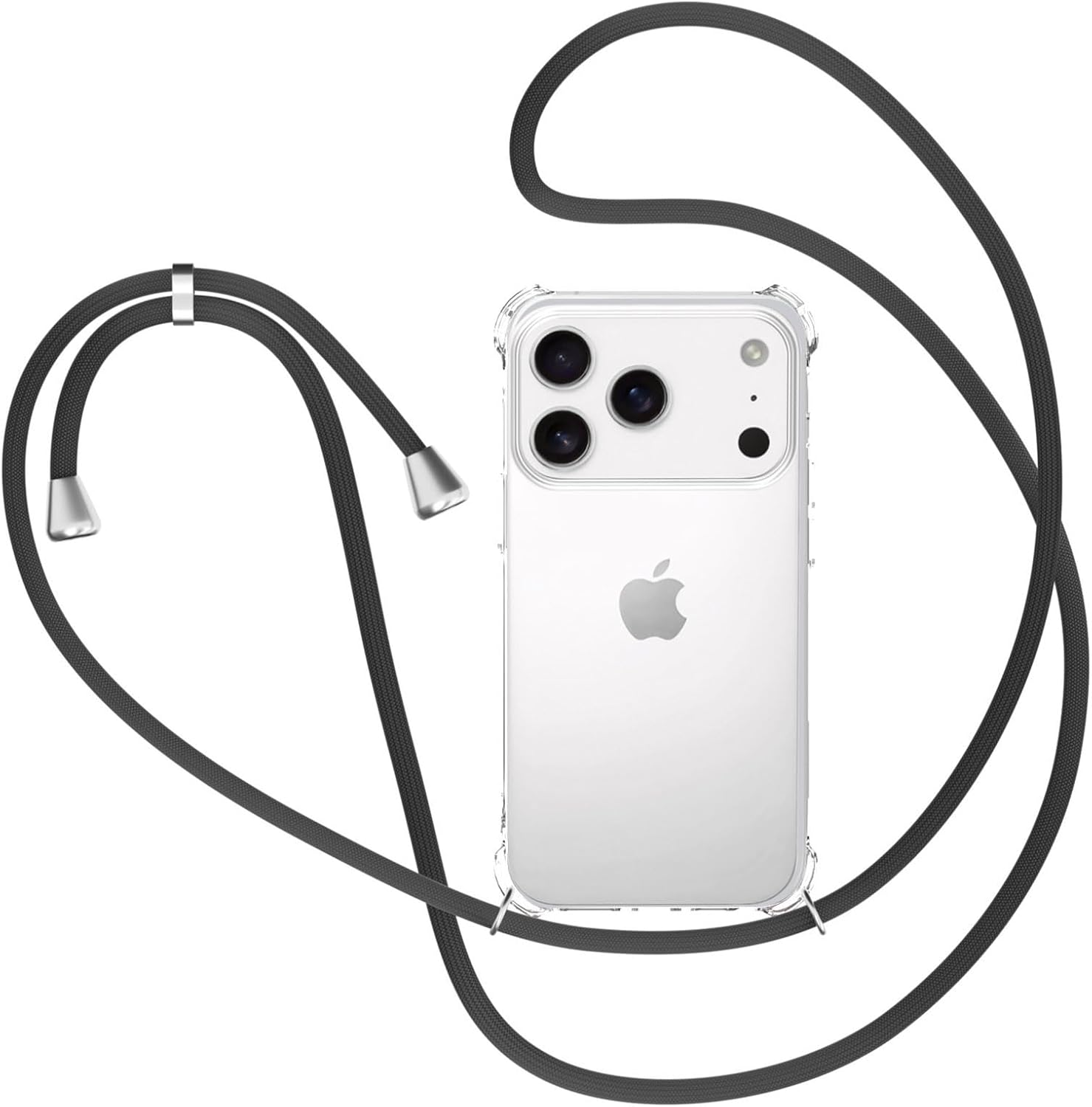 XTCASE Mobile Phone Chain for Iphone 17 Case with Strap, Transparent Silicone Mobile Phone Case for Iphone 17 with Chain, Shockproof Protective Case - Cord with Case for Hanging in Rose Gold