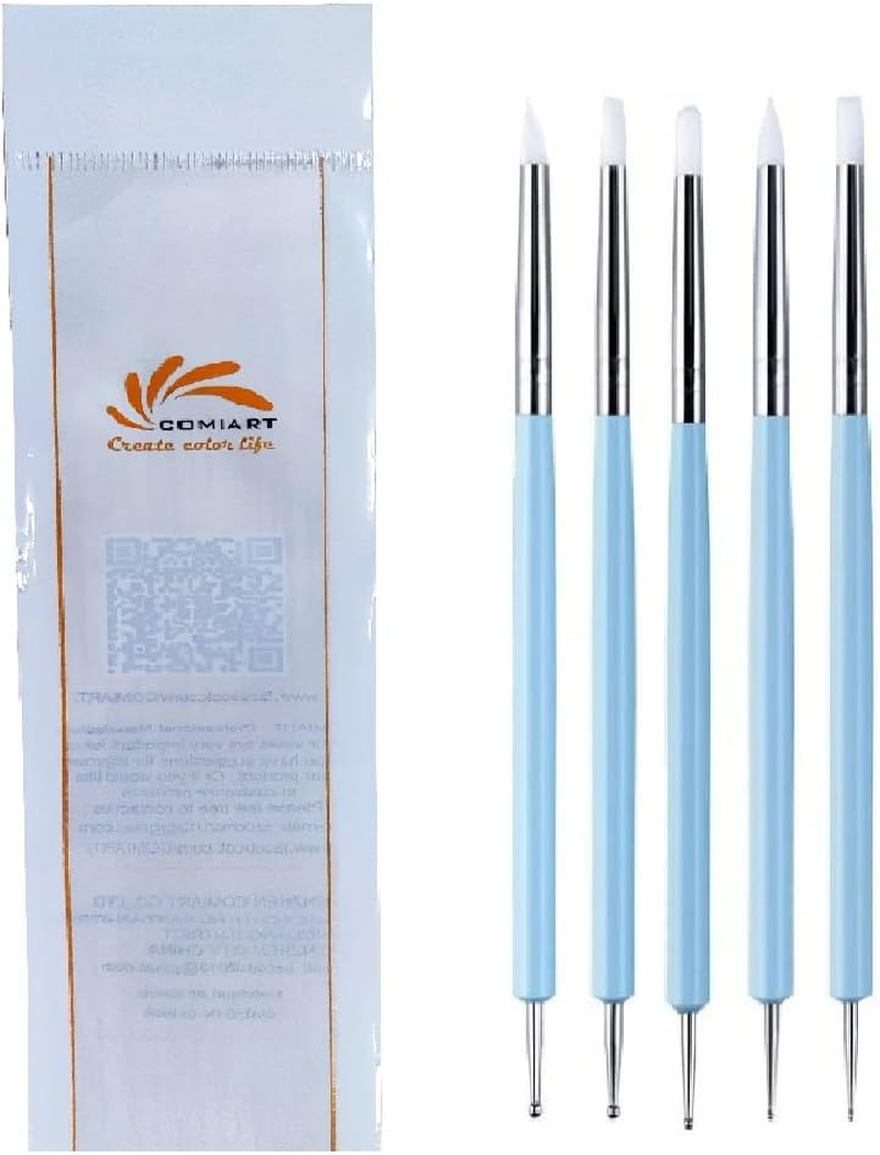 COMIART Color Shaper Sculpting Polymer Clay Tools 5 X 2 Way Dotting Tool Rubber Brushes Wipe Out Tools for DIY Nail Art & Art Craft image number 4
