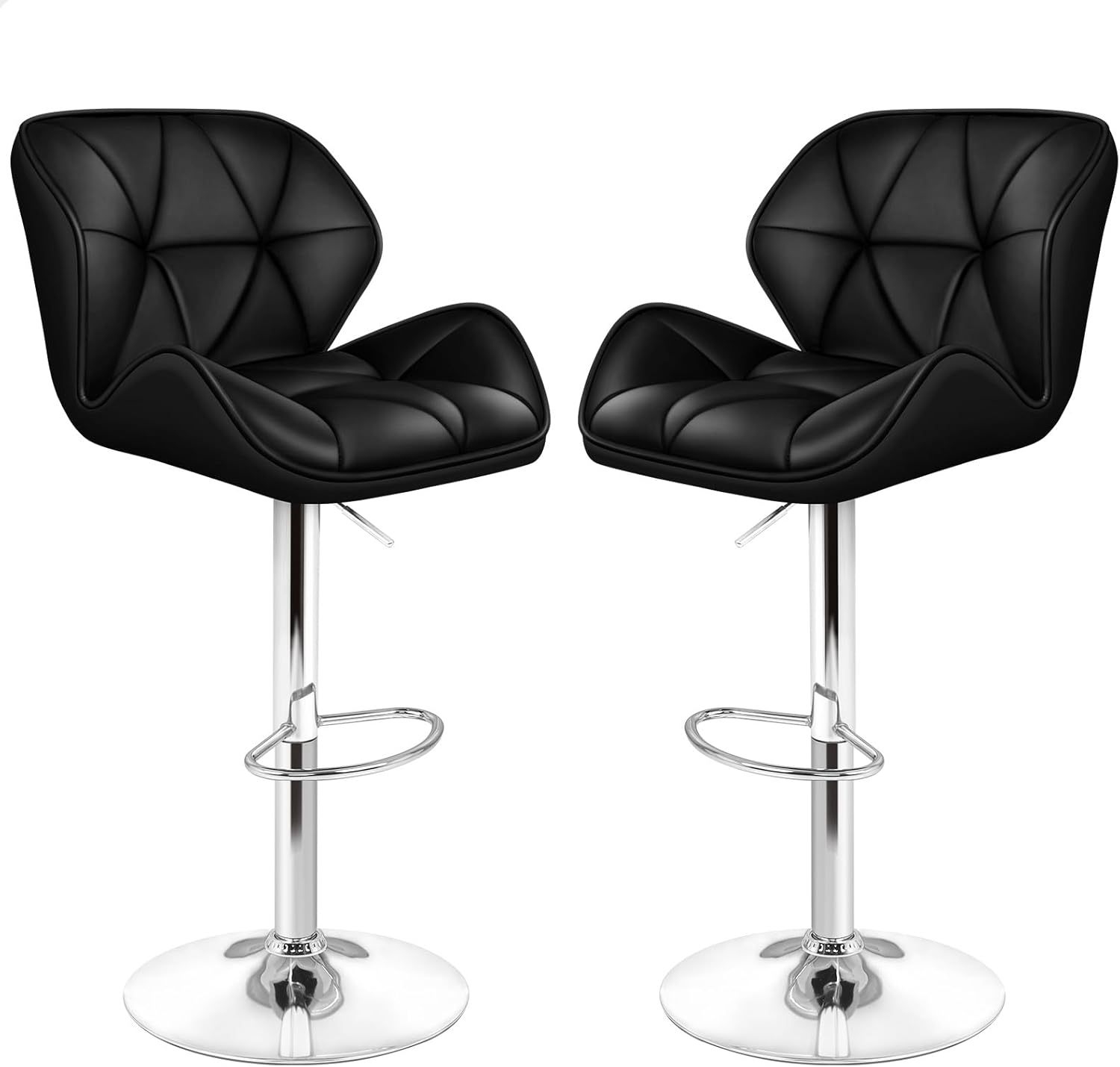 ALFORDSON Bar Stool 2Pcs Adjustable Kitchen Stools Willa Swivel Counter Barstools Black & Grey Dining Chair in 62-84Cm Seat Height with Anti-Slip Floor Protector for Home Bar Dining Room