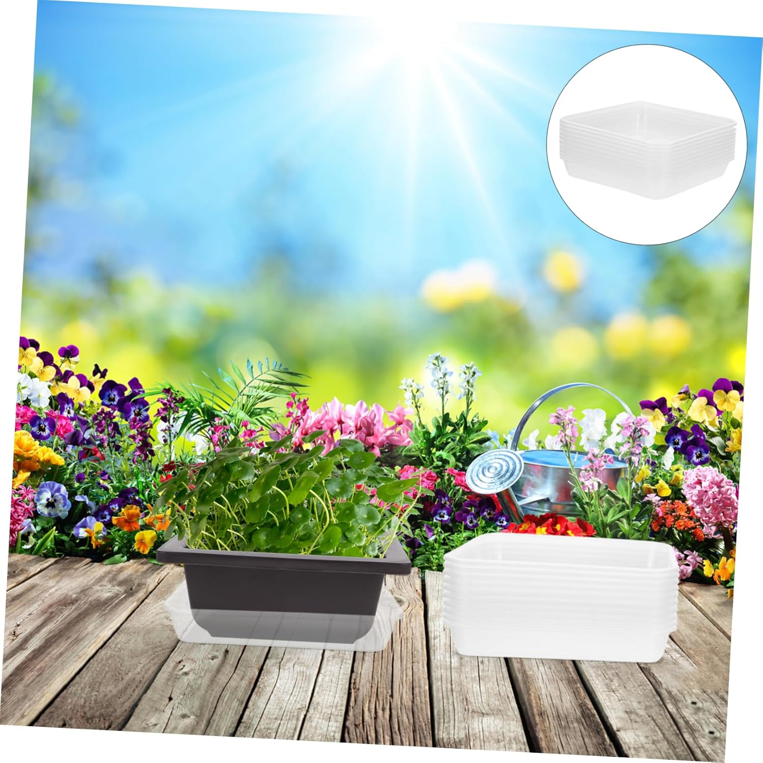 Milisten Clear Square Plant Saucers 10-Pack Plastic Pallet Base Flower Pot Drip Trays Water Saucers for Indoor Outdoor Garden Accessories Plant Drainage Protection image number 3