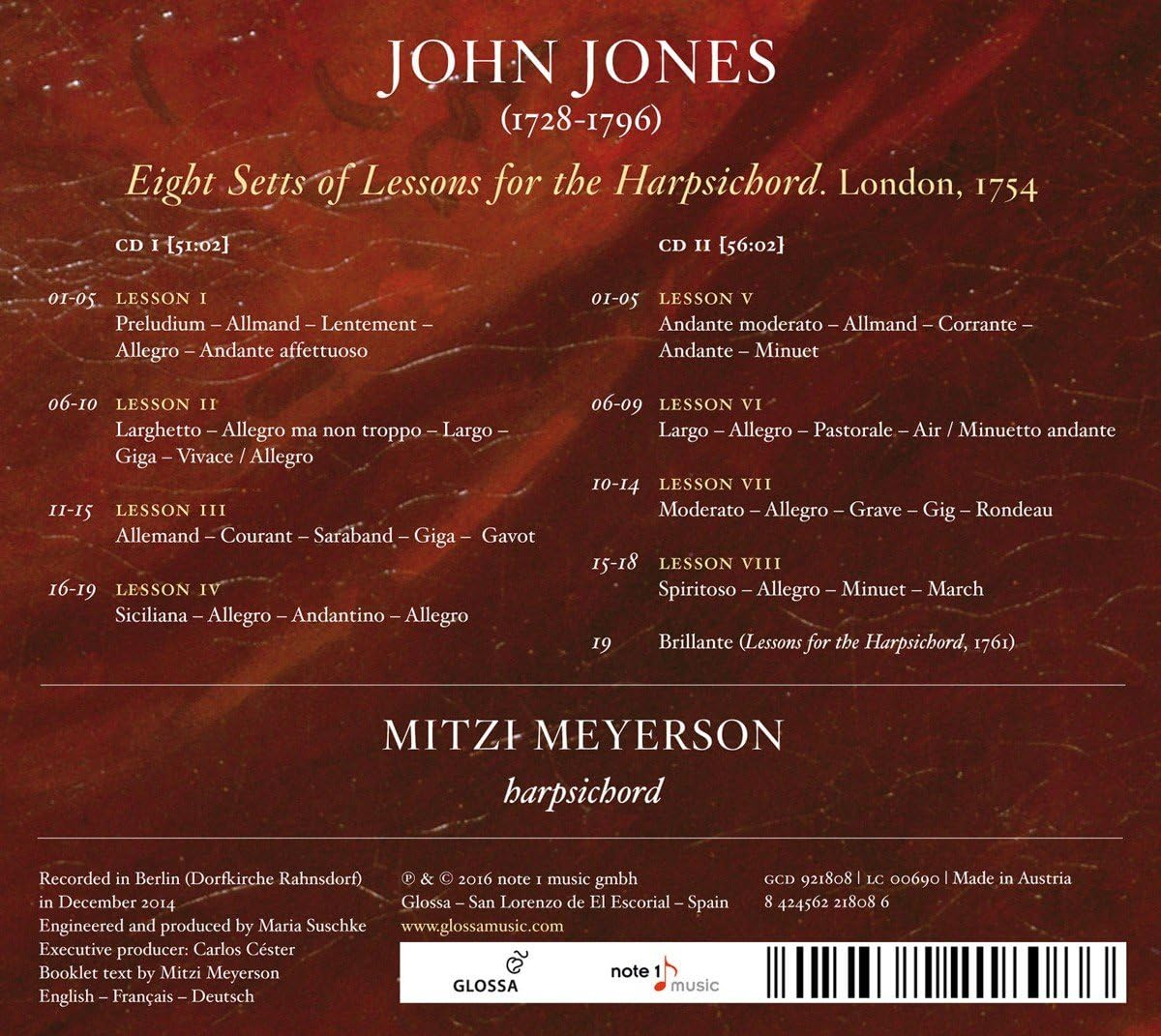 8 Sets of Lessons Harpsichord
