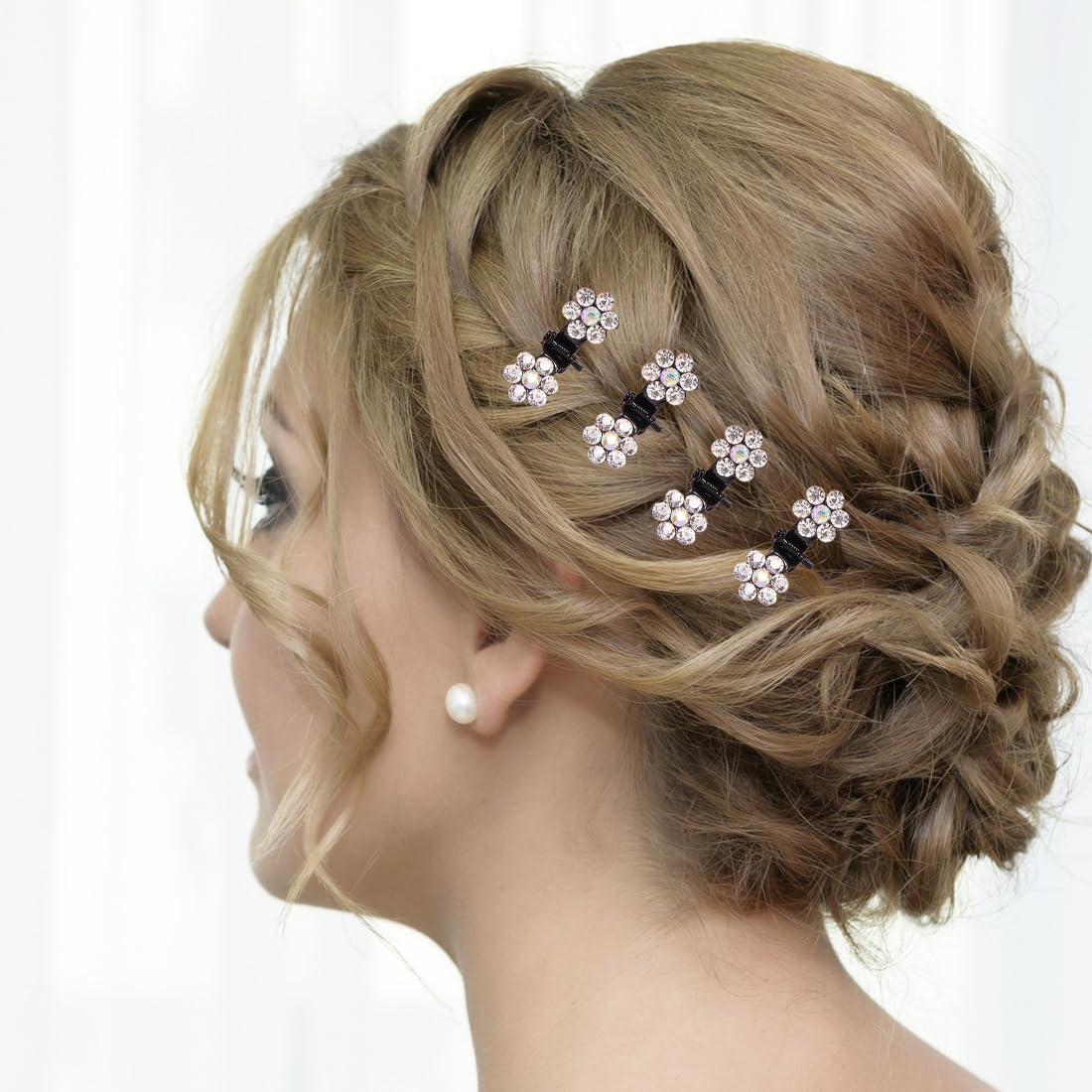 LAKJUOZ Pack of 24 Mini Rhinestone Hair Clips, Mini Metal Hairpin, Plum Diamond Hair Clip, Suitable for Girls, Women, Hair Accessories, Wedding, Prom, Headpiece image number 5