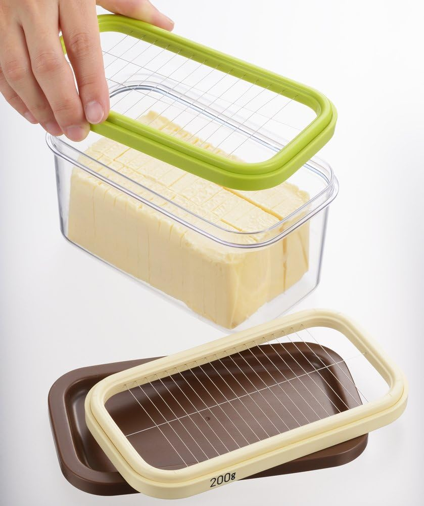 Yoshikawa Butter Case, 7.9 Oz (200/450 G) Butter Cutter, Made in Japan, 7.1 Oz (200 G) Cuts to Approx. 0.2 Oz (5 G), 10 G (450 G), Cut and Store as It Is Home Bakery Club SJ2088 image number 2