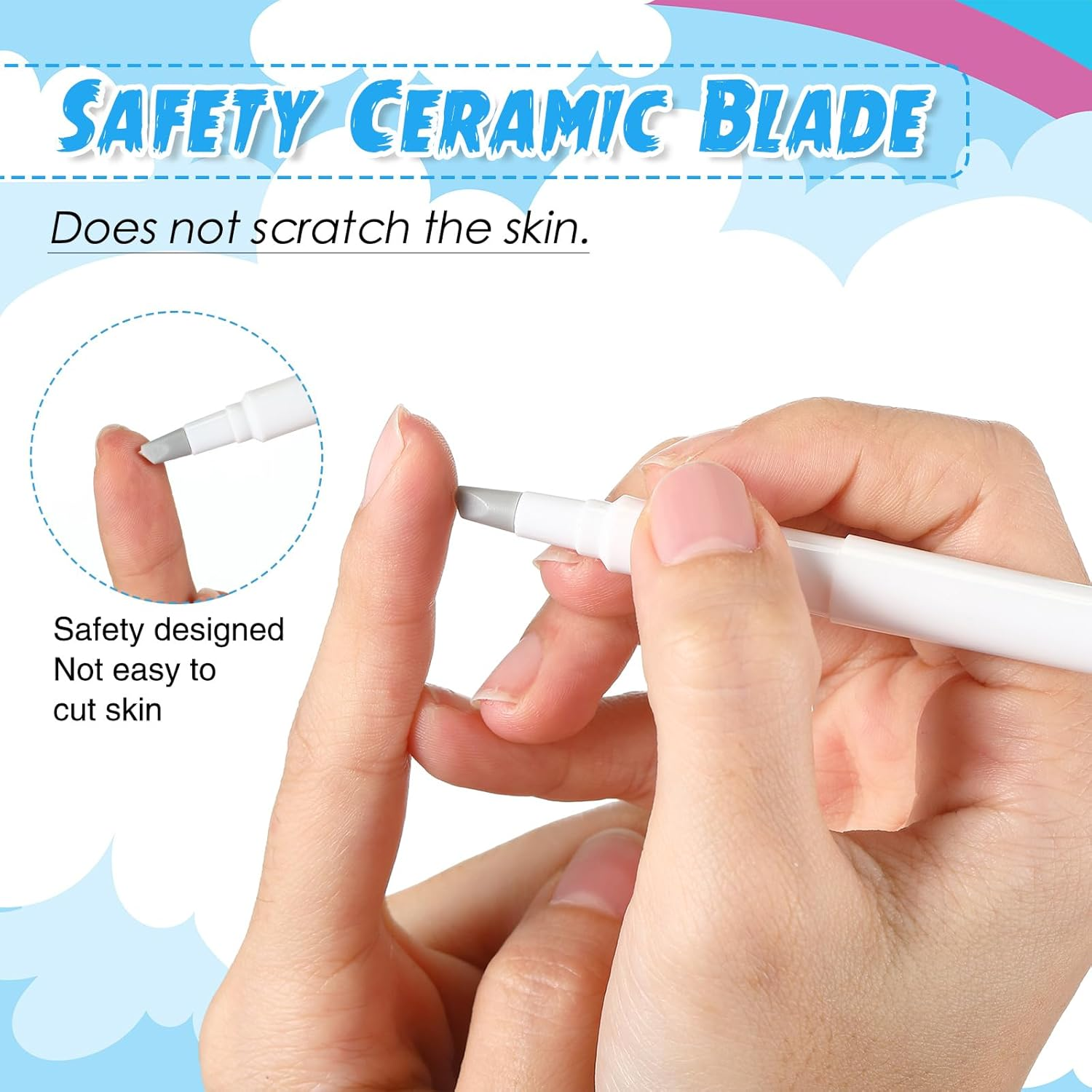 2 Pcs DIY Diamond Painting Parchment Paper Cutter Precision Craft Ceramic Blade Knife Pen for Cutting Paper Art with Replaceable Blade (Blue, White) image number 6