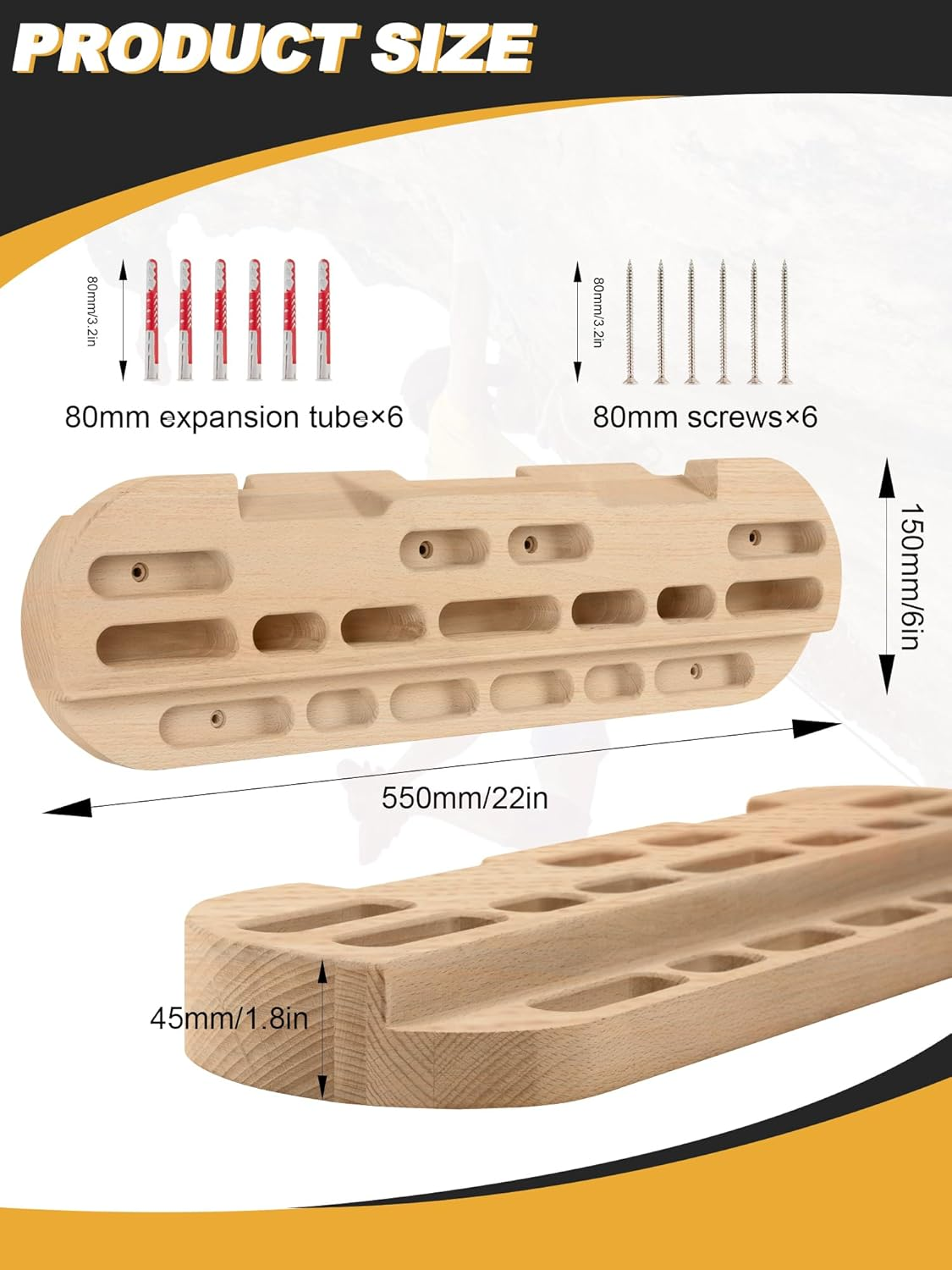 Hangboard for Rock Climbing - Climbing Hangboard Climbing Fingerboard for Bouldering Training - Beechwood Construction - 120Kg Load Capacity image number 1