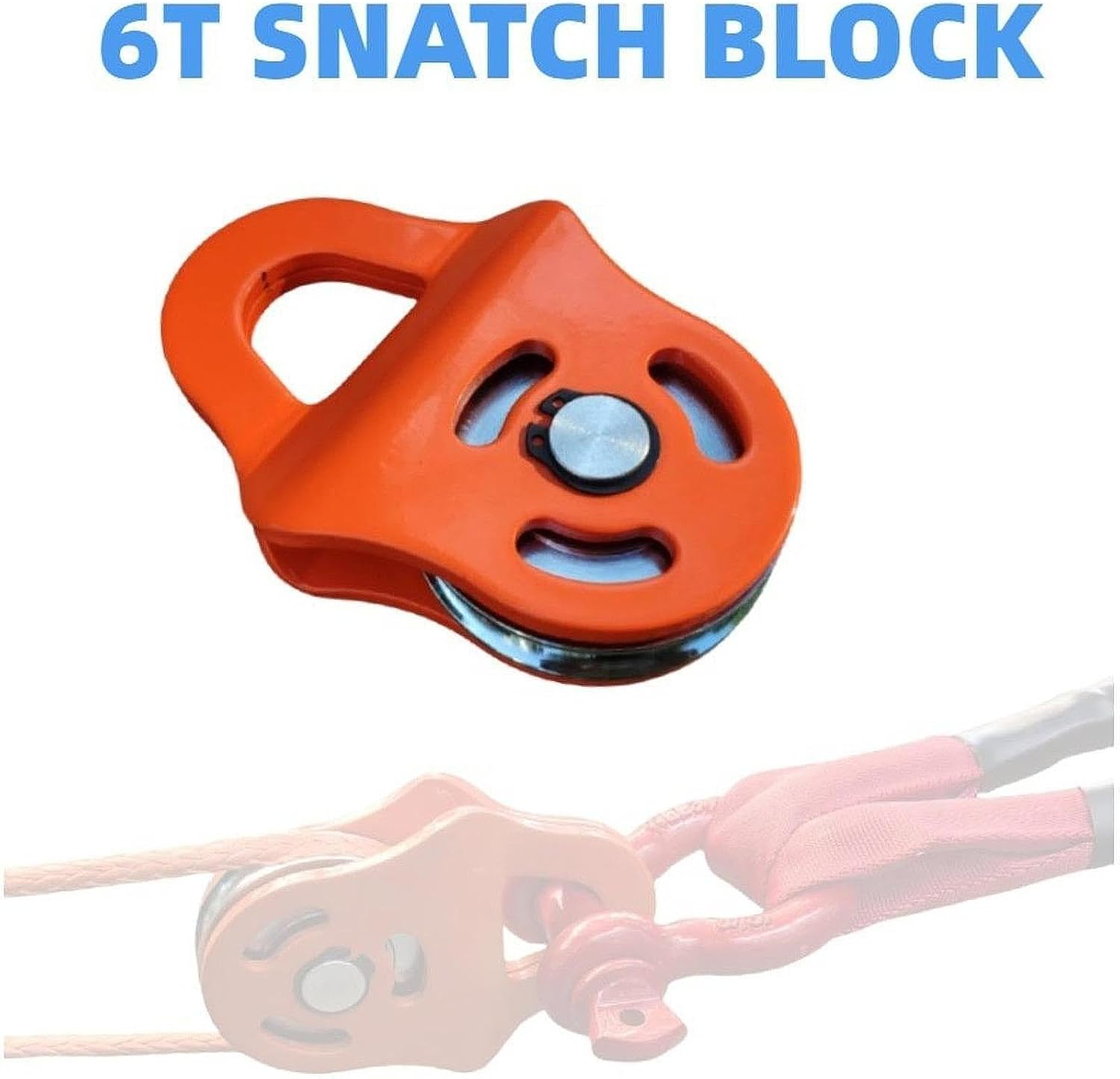 Jicsuxi Winch Snatch Block Heavy Duty 6 Ton Agricultural Recovery Winch Pulley Block Offroad Recovery Accessory, Orange image number 6