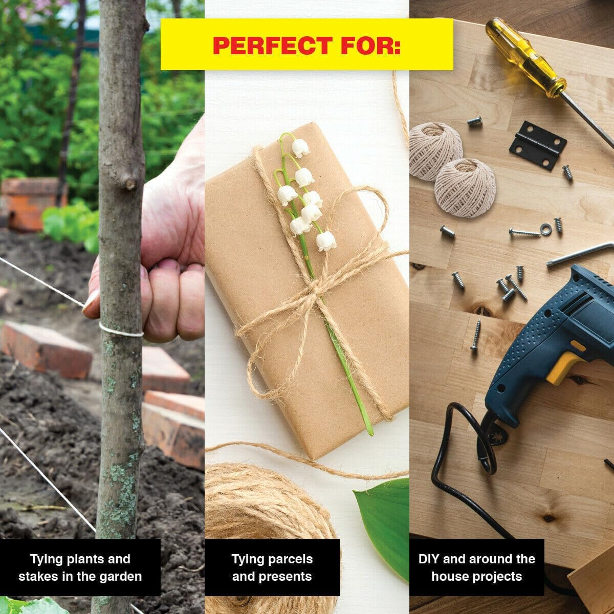 Leona Co 5Mm Natural Cotton Rope, 3 X 40M Cord Twine, Heavy Duty Sisal String Cord Rope for DIY Arts Crafts, Gardening, Bundling, Decorating, Cat Scratching Post, Gift Wrapping