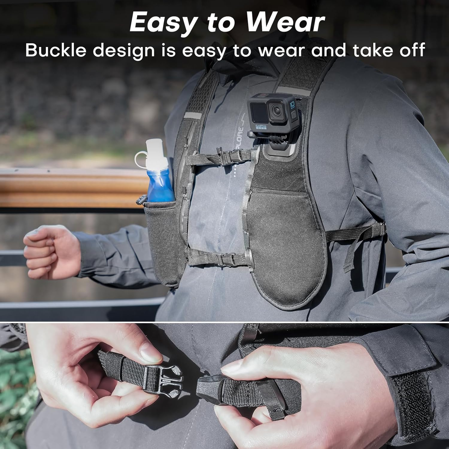 REYGEAK Running Hydration Vest Backpack with Magnetic Backpack Shoulder Strap Mount image number 3