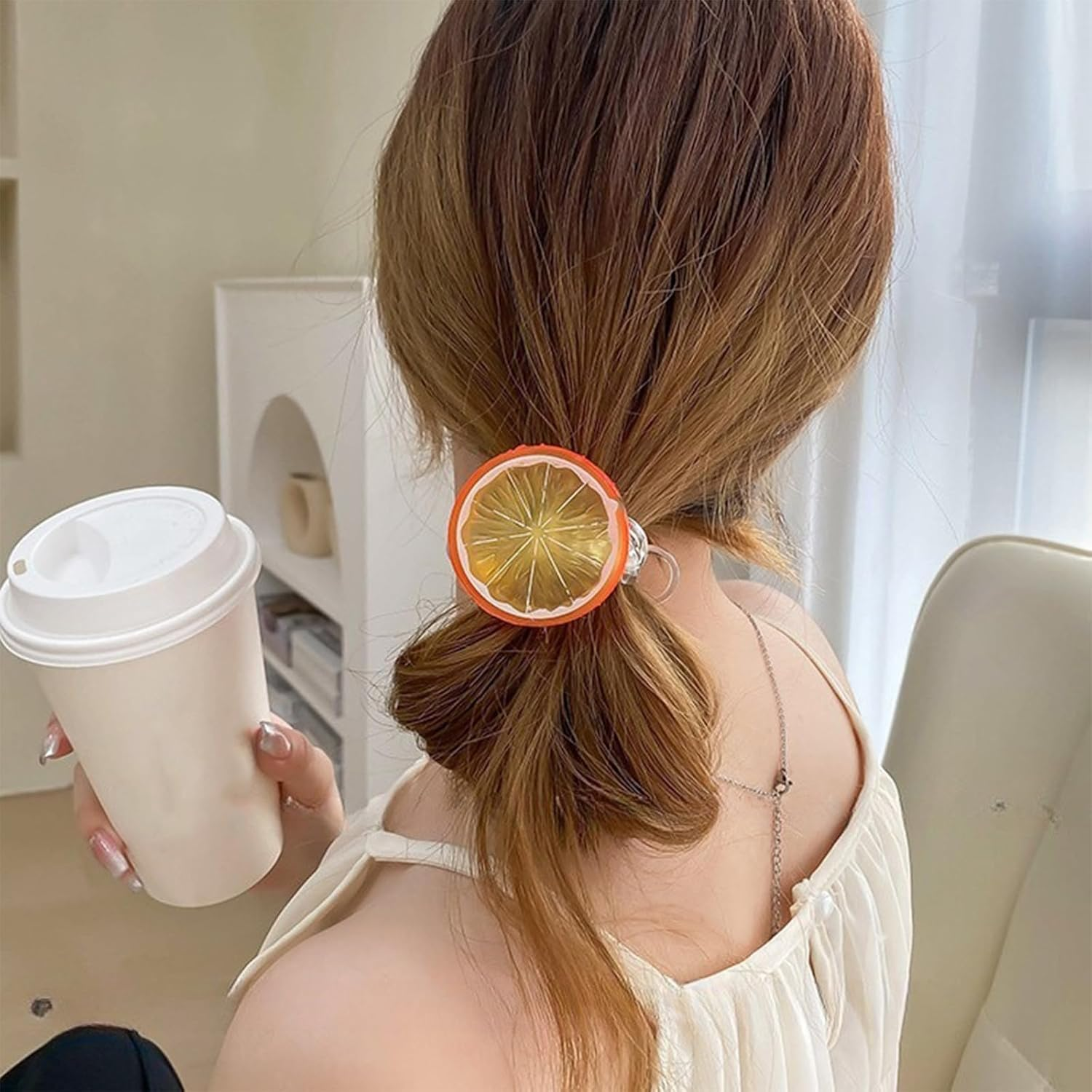 Hair Clips for Girls, Pack of 2 Orange Hair Clips, Hairpins, Hair Accessories for Girls with Fruit Motifs, Accessories for Carnival Party image number 5