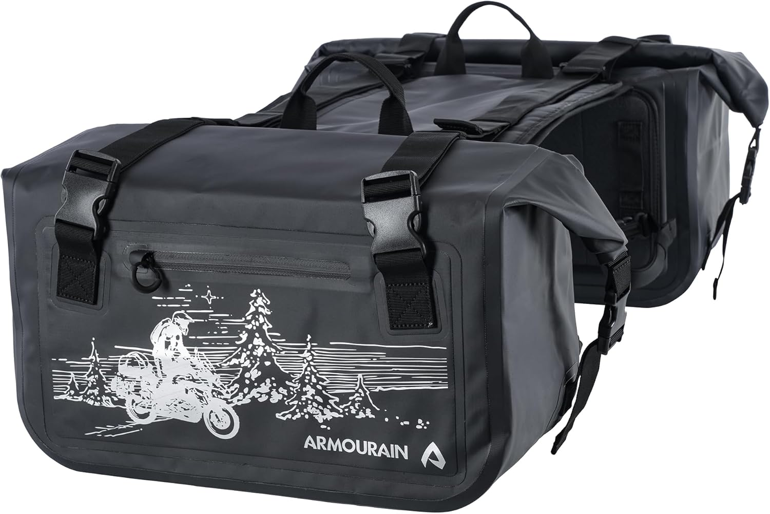 Motorcycle Side Bag 50L (25L*2) Trunk Seat Bag Saddle Bag Motorcycle Accessories (Grey)