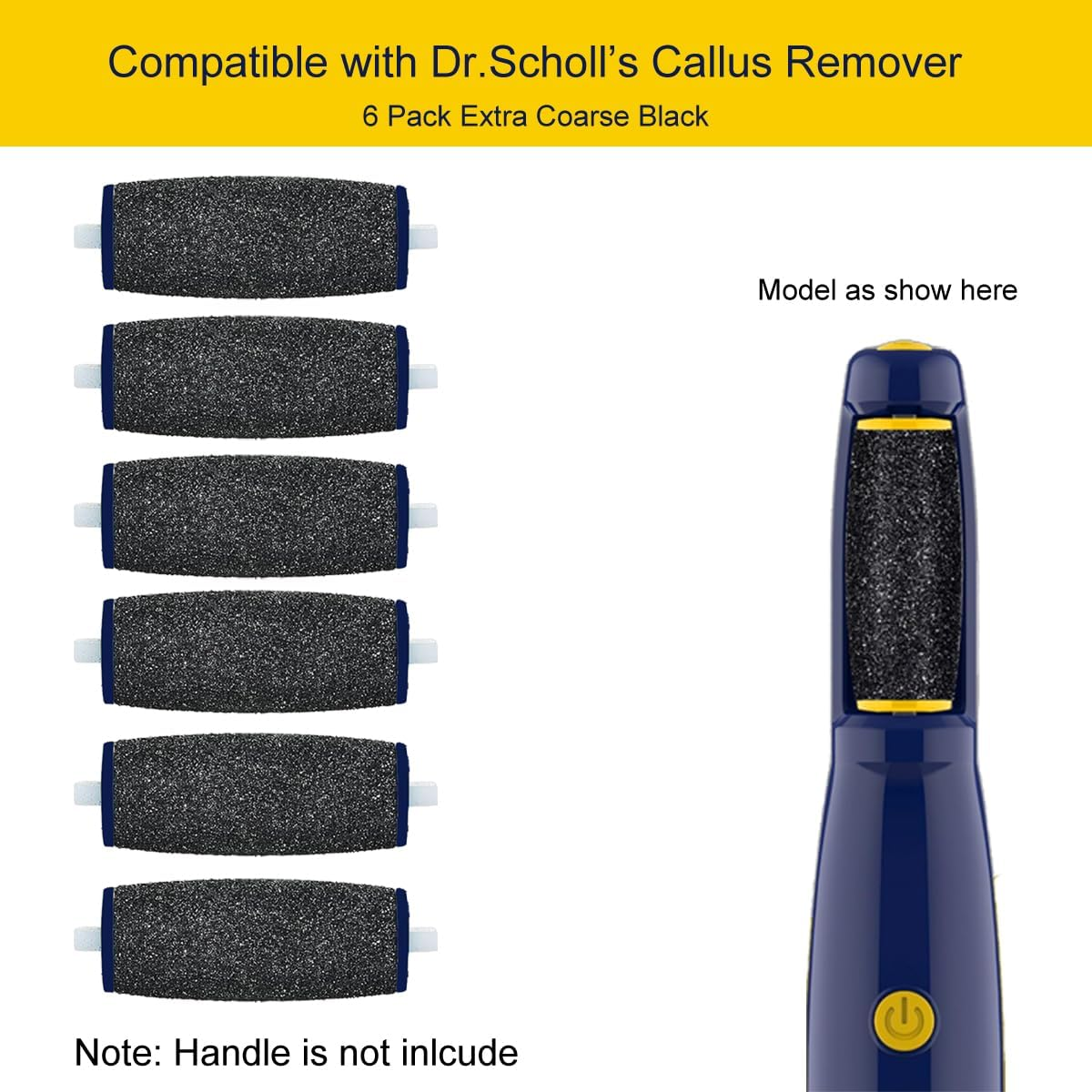Replacement Roller Compatible with Dr. Scholl'S Callus Remover Electronic Foot File-Extra Coarse (6 Pack) - 12 Pack image number 2