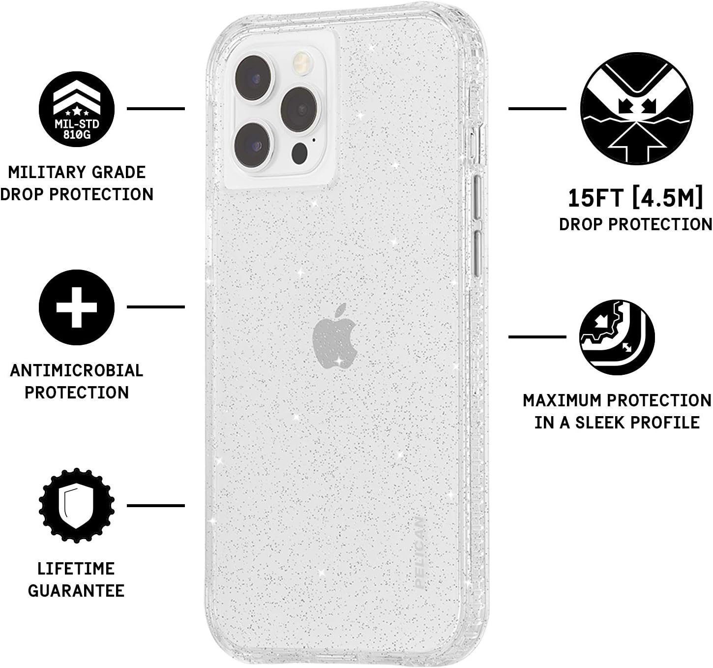 Case-Mate PELICAN - Ranger Series - Case for Iphone 12 and Iphone 12 Pro (5G) - 15 Ft Drop Protection - 6.1 Inch - Sparkle