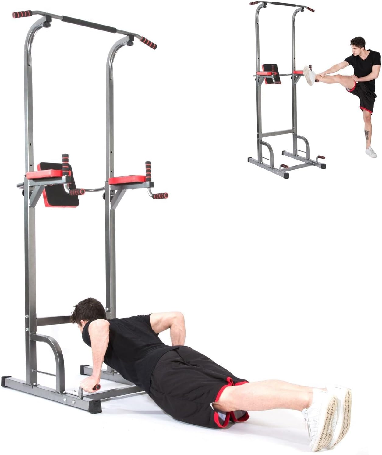 JHD Weight Bench Adjustable Chip Pull up Bar Rack Dip Bars Gym Lifting Benches Press Weights Exercise Fitness Equipment Home Workout Multi Station Power Tower 6 in 1 Half Racks Foldable Compact Design image number 3