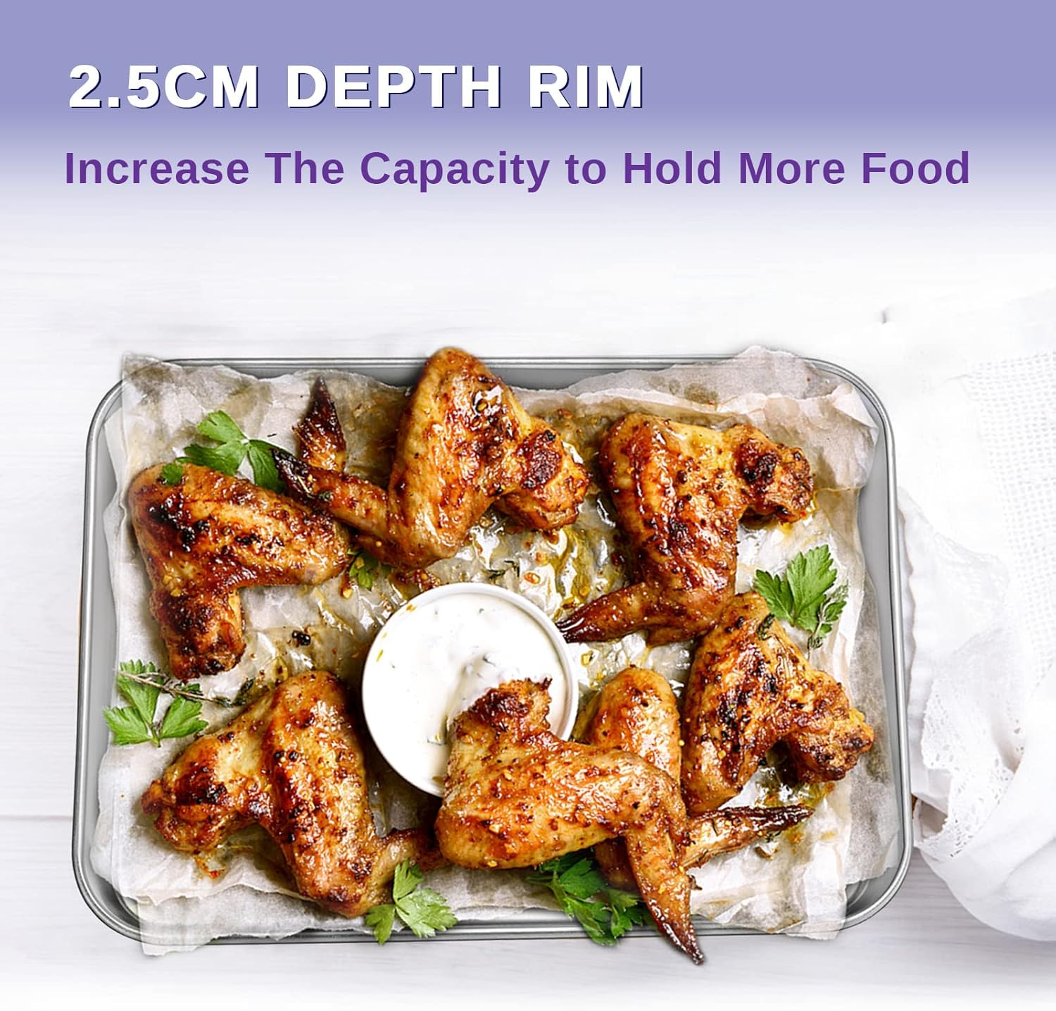 Herogo Baking Tray Set of 2, Stainless Steel Oven Tray 40 X 30 X 2.5Cm, Large Rimmed Baking Pan Cookie Sheet, Healthy & Non Toxic, Rust Free & Mirror Finish, Easy Clean & Dishwasher Safe