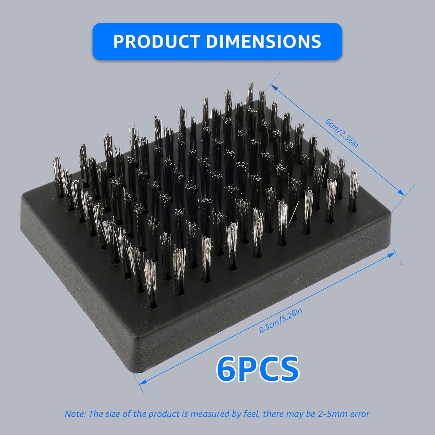 6Pcs Grill Brush Replacement Heads,Grill Cleaning Brush Replaceable Heads,Portable Grill Brush Head,Stainless Steel Wire Grill Cleaning Brush Head for Camping Picnic BBQ Tools image number 1